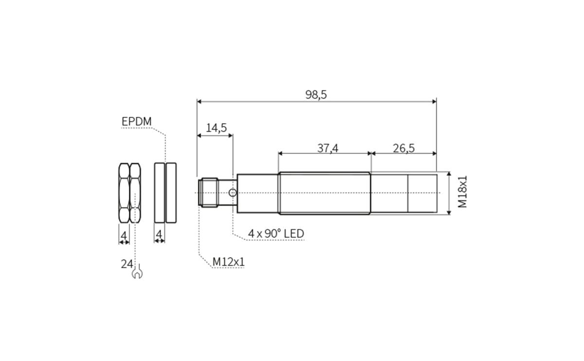 Ultraschallsensor M18 100–1000 mm IO-Link Edelstahl IP69K - AU104 - autosen