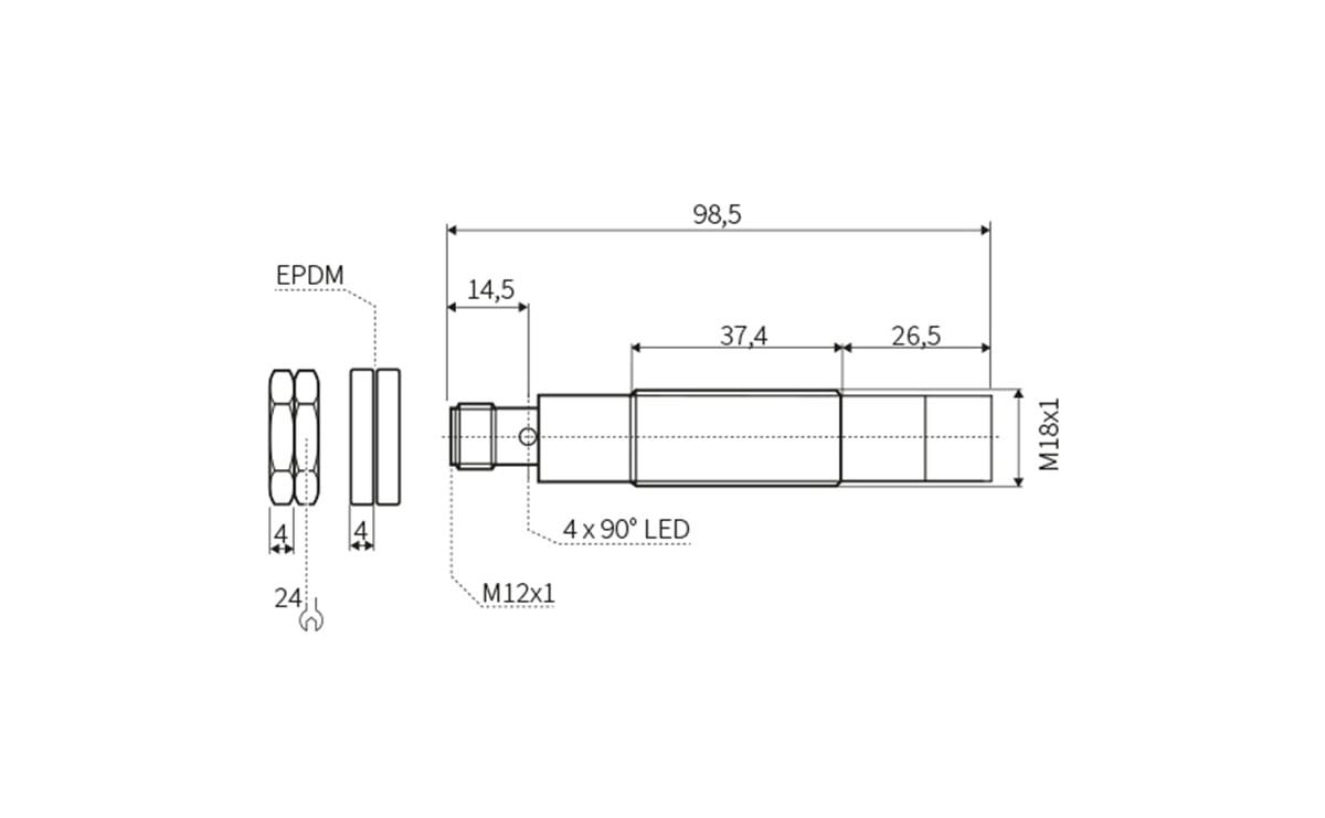 Ultraschallsensor M18 50–400 mm PNP Analog Edelstahl IP69K - AU102 - autosen