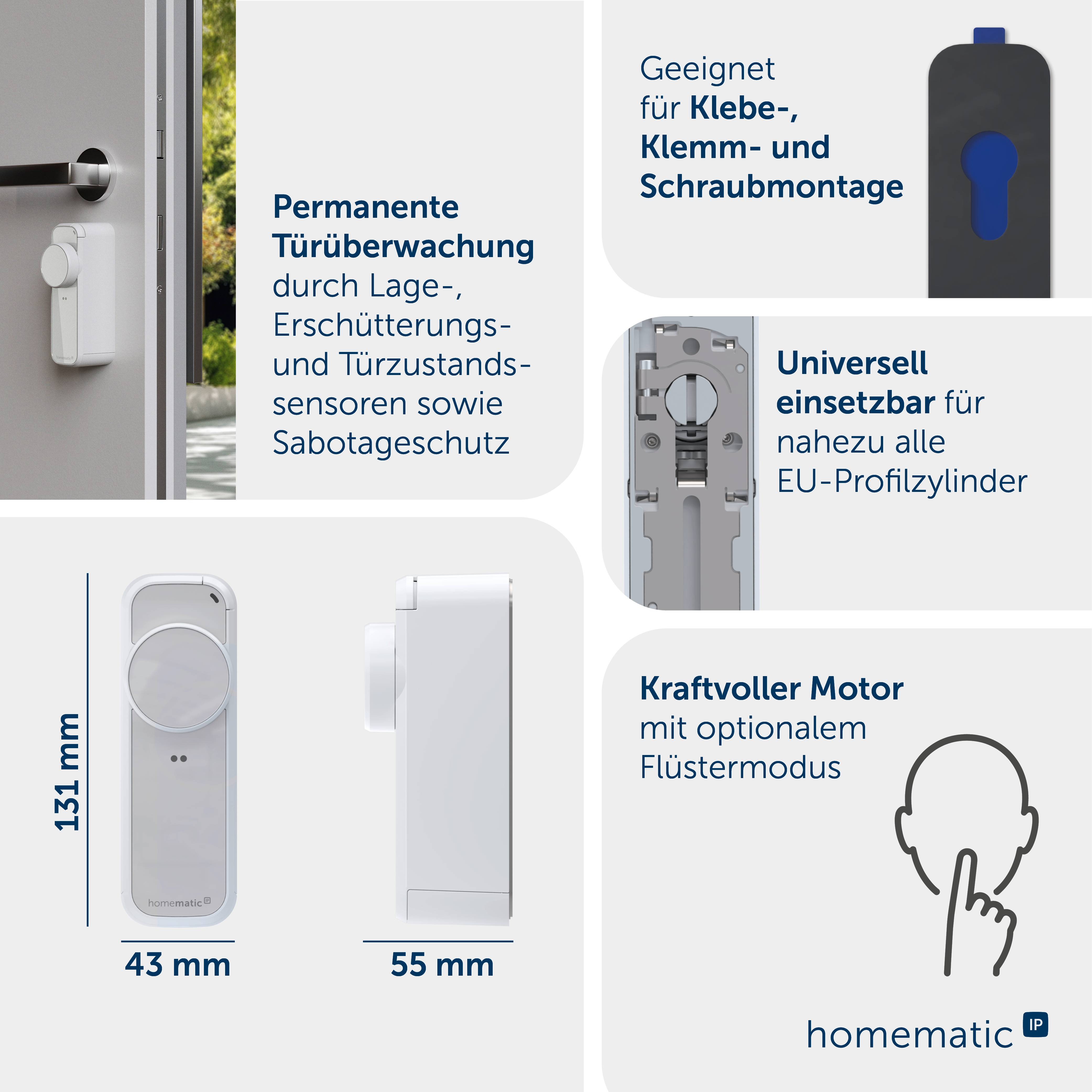 HOMEMATIC IP 162822A0, Türschlossantrieb pro, weiß-silber