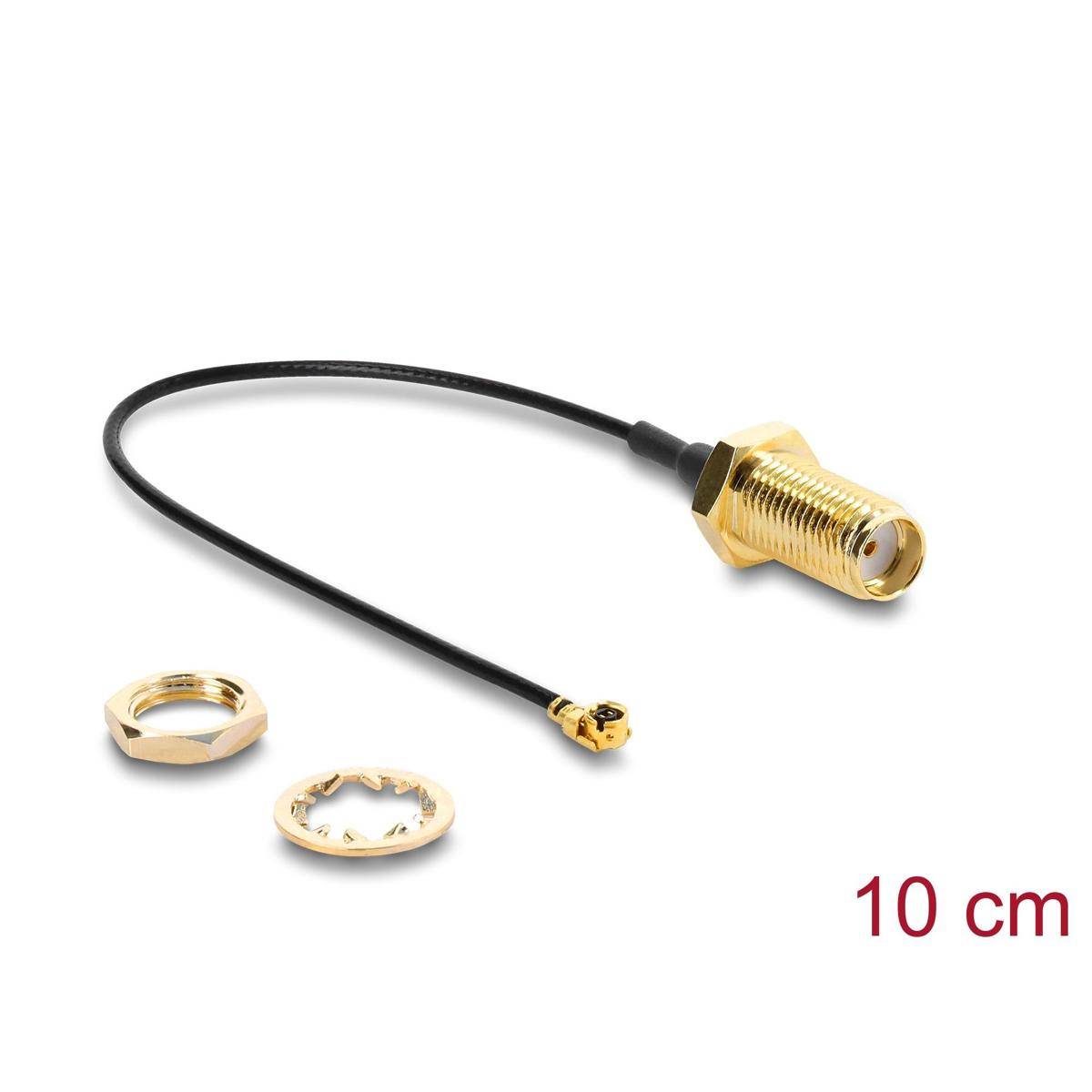 67413 - Delock Antennenkabel SMA Buchse zum Einbau zu I-PEX Inc., MHF® I Stecker 1.13 10 cm Gewindelänge 10 mm