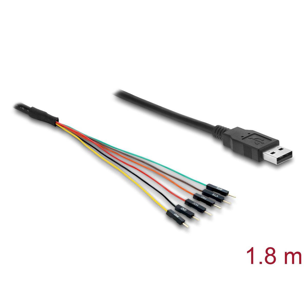 63989 - Delock Konverter USB 2.0 Typ-A zu UART TTL (3,3 V) Schnittstelle mit 6 x Pfostenstecker und 3,3 V Ausgangsspannung