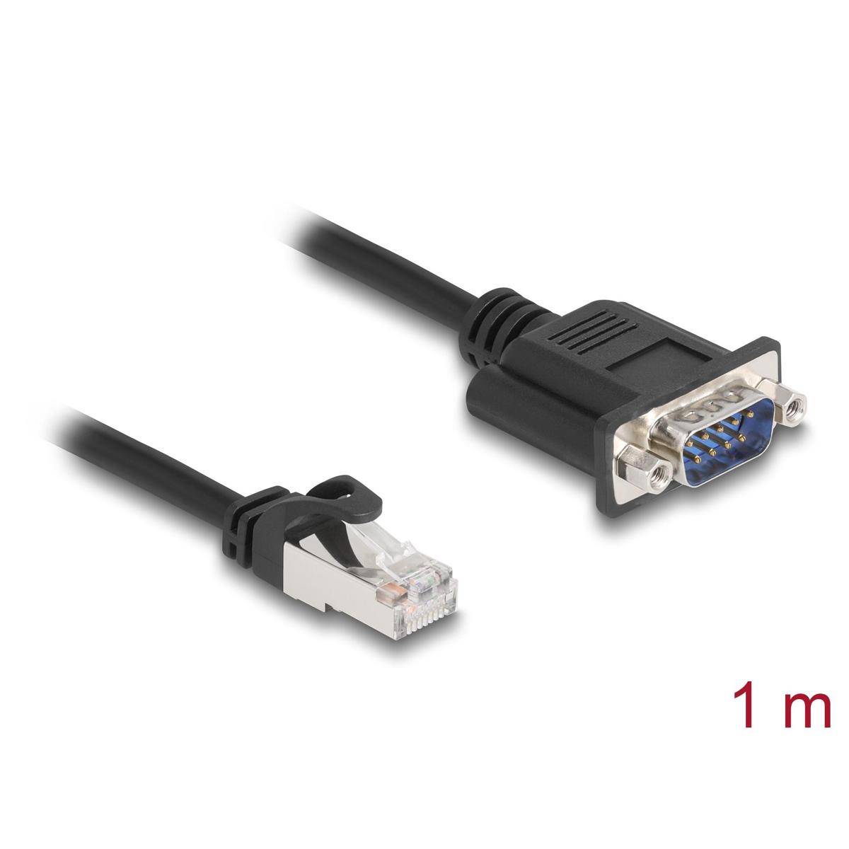 64351 - Delock CAN Bus Kabel RJ45 Stecker zu D-Sub 9 Pin Stecker mit Muttern Cat.5e STP 1 m