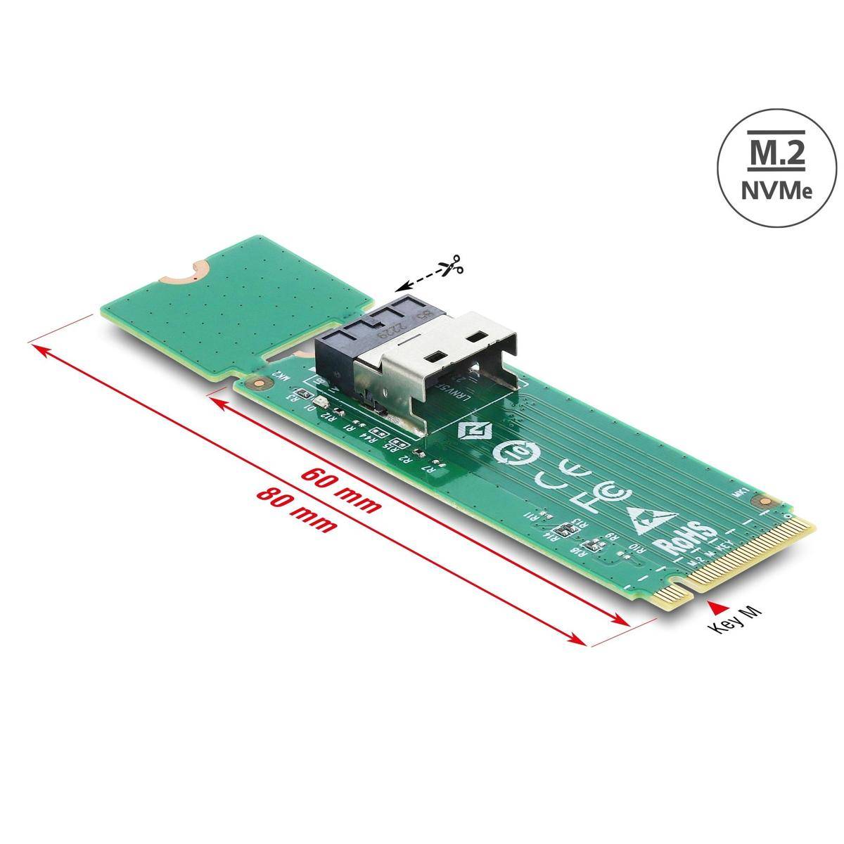 64361 - Delock M.2 Key M zu 1 x SFF-8654 4i Konverter