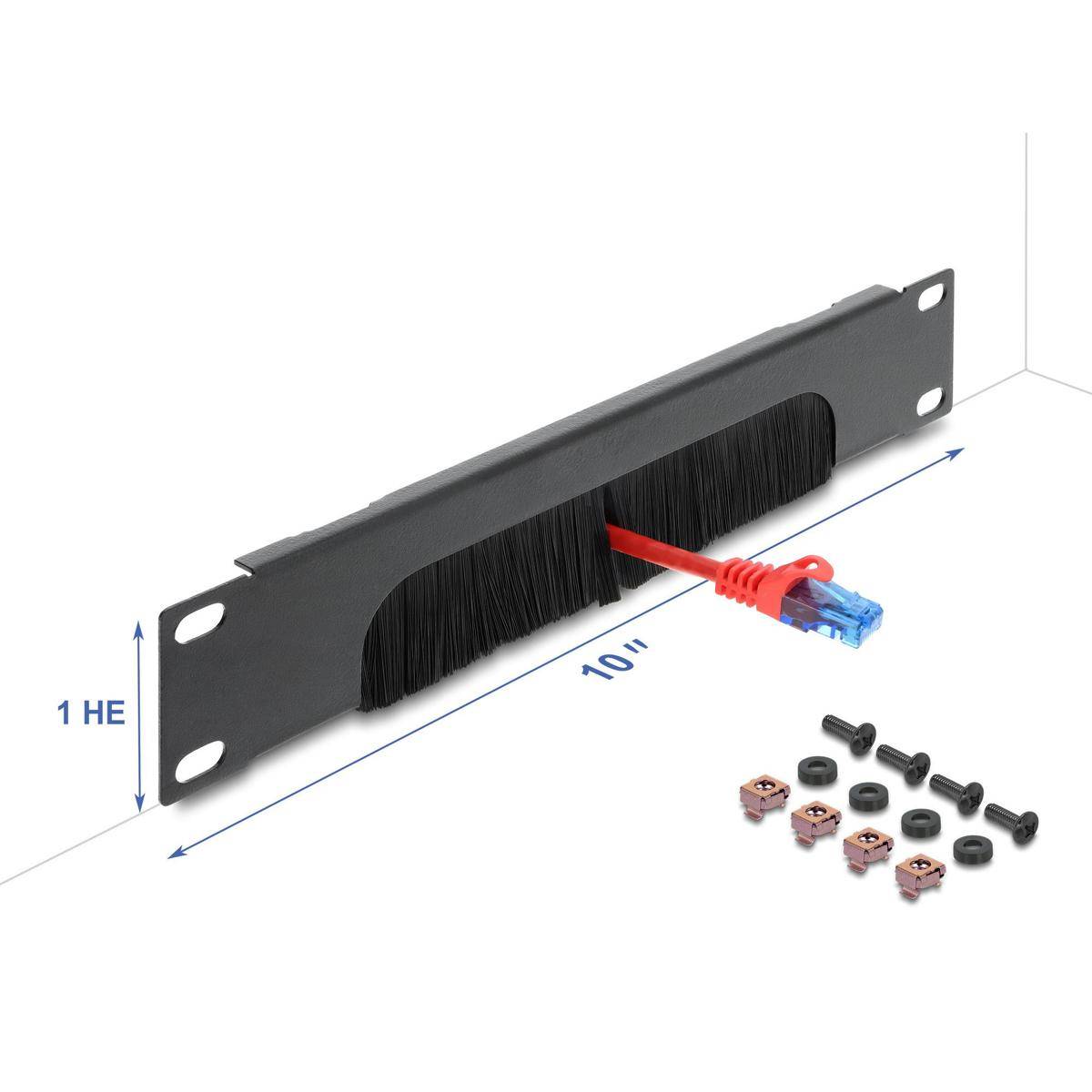 67463 - Delock 10″ Kabelmanagement Bürstenleiste unten offen 1 HE dunkelgrau