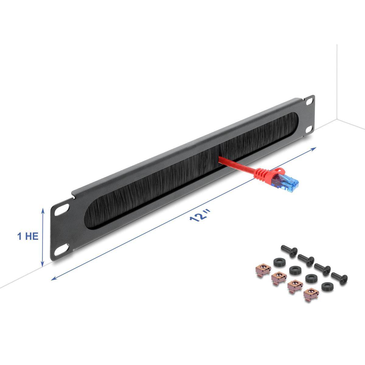 67465 - Delock 12″ Kabelmanagement Bürstenleiste 1 HE dunkelgrau