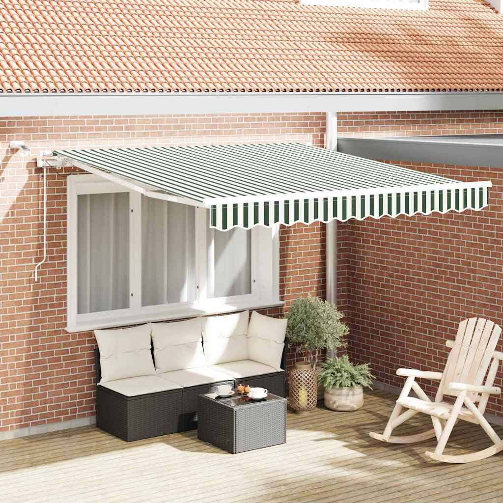 vidaXL Einziehbare Markise Grün und Weiß 350 x 250 cm