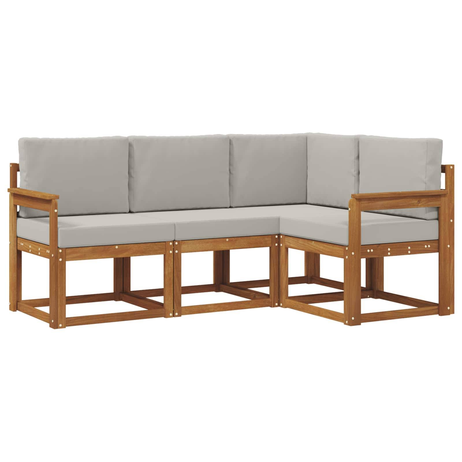 vidaXL Outdoor-Sofagarnitur mit Kissen 4 pcs Natürlich und Hellgrau
