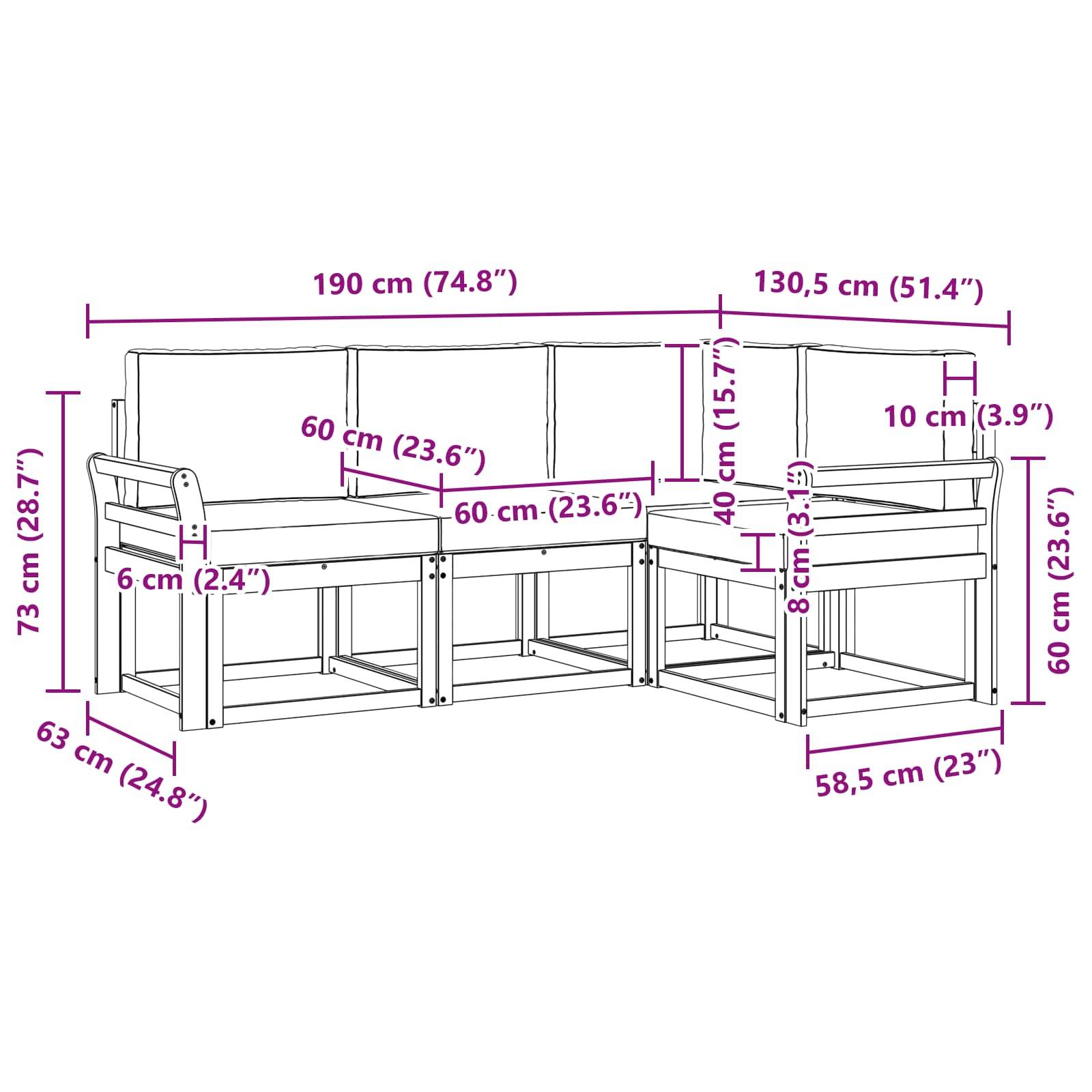 vidaXL Outdoor-Sofagarnitur 4 pcs Weiß und Hellgrau