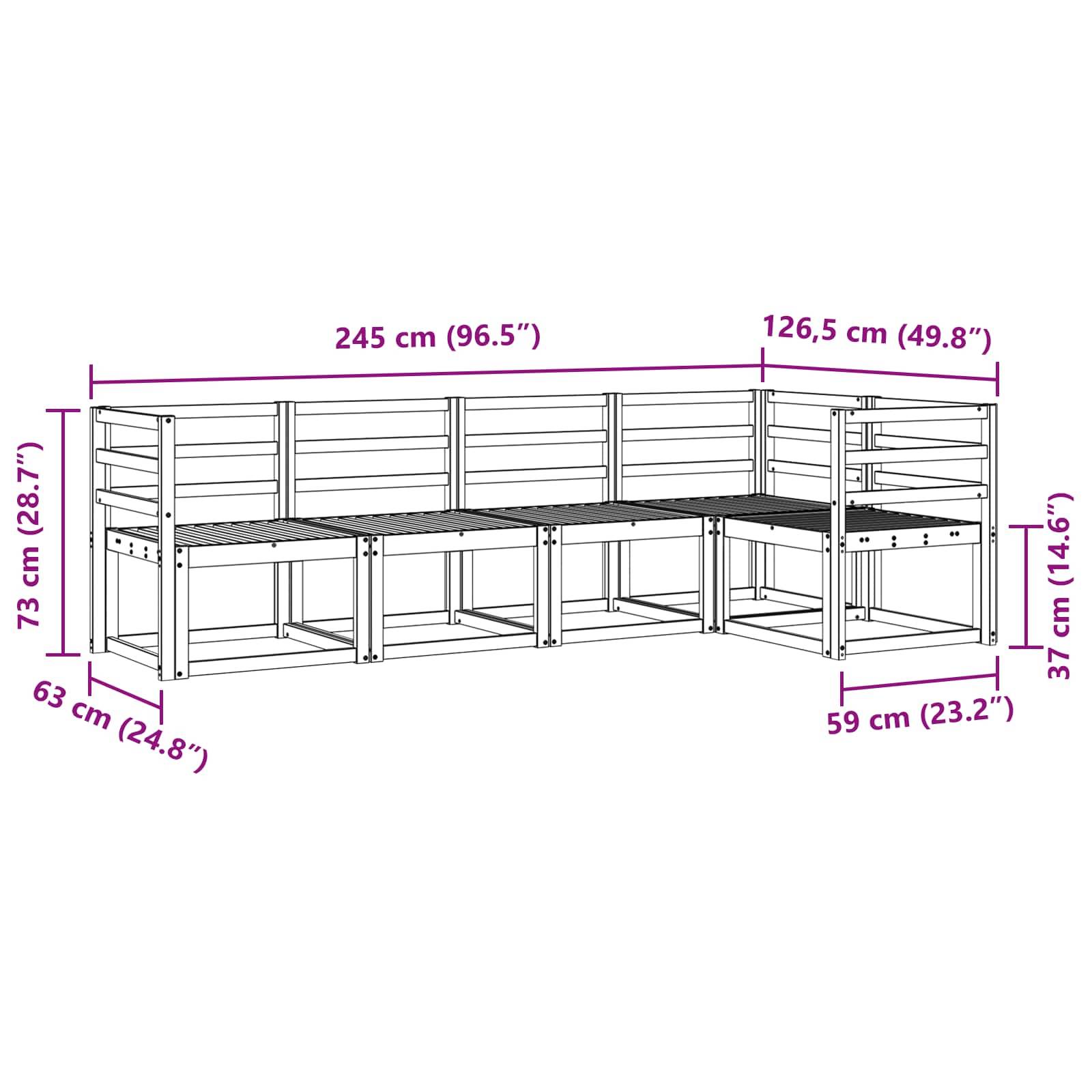 vidaXL Outdoor-Sofagarnitur 5 pcs Weiß Massivholz Akazie
