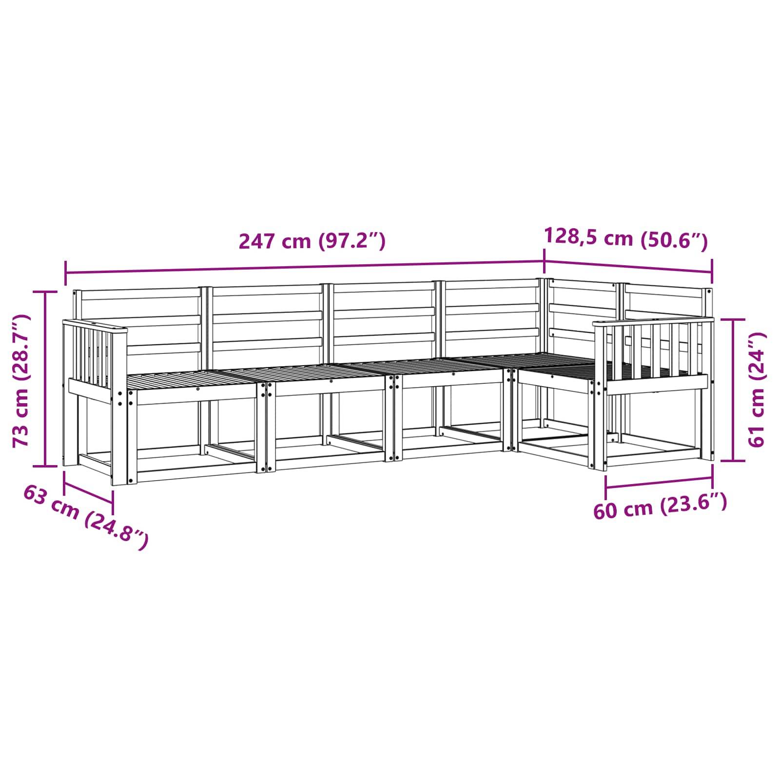 vidaXL Outdoor-Sofagarnitur 5 pcs Weiß Massivholz Akazie