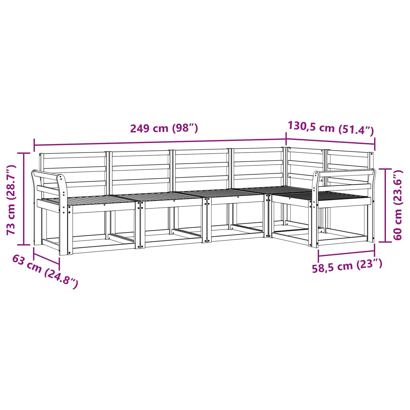vidaXL Outdoor-Sofagarnitur 5 pcs Weiß Massivholz Akazie