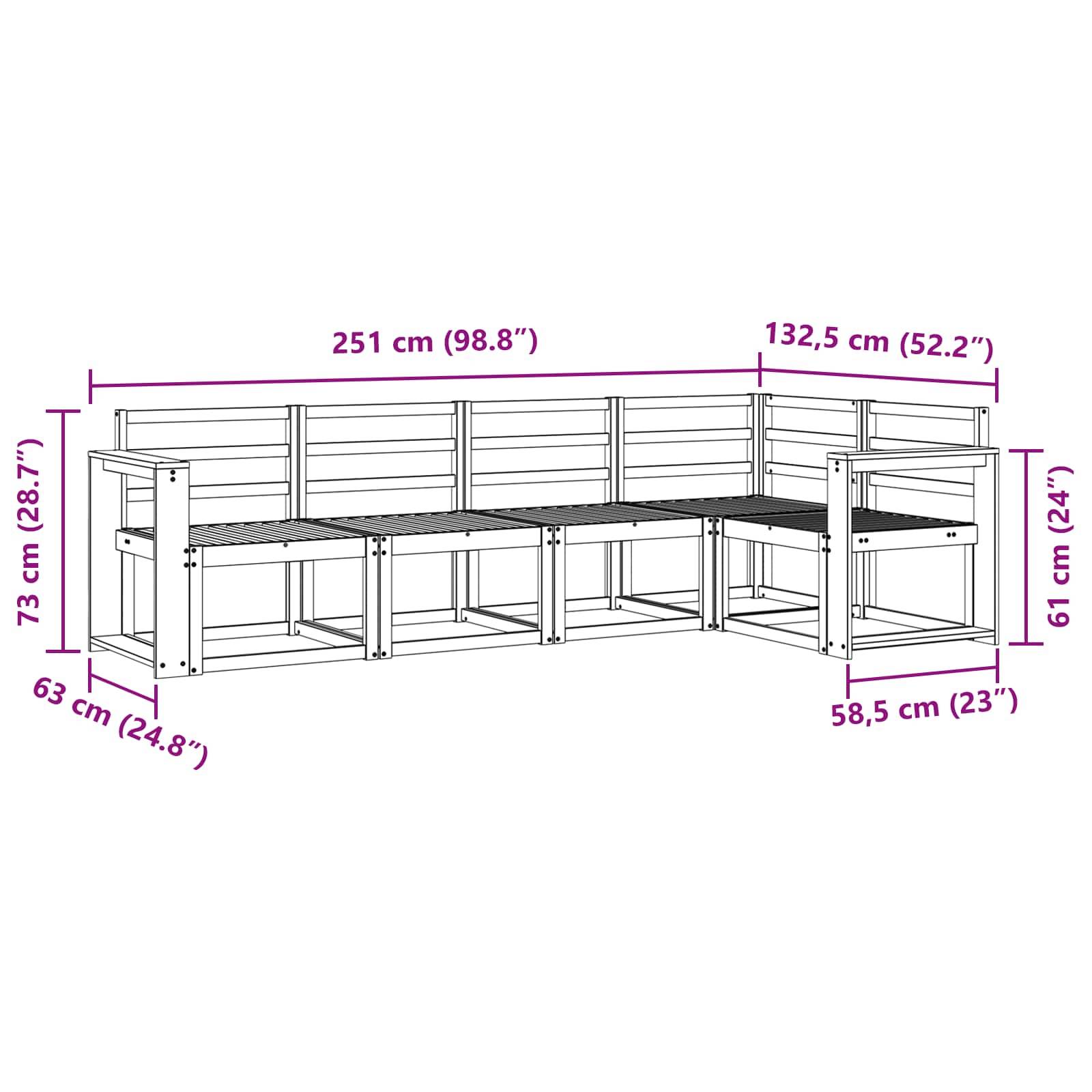 vidaXL Outdoor-Sofagarnitur 5 pcs Weiß Massivholz Akazie