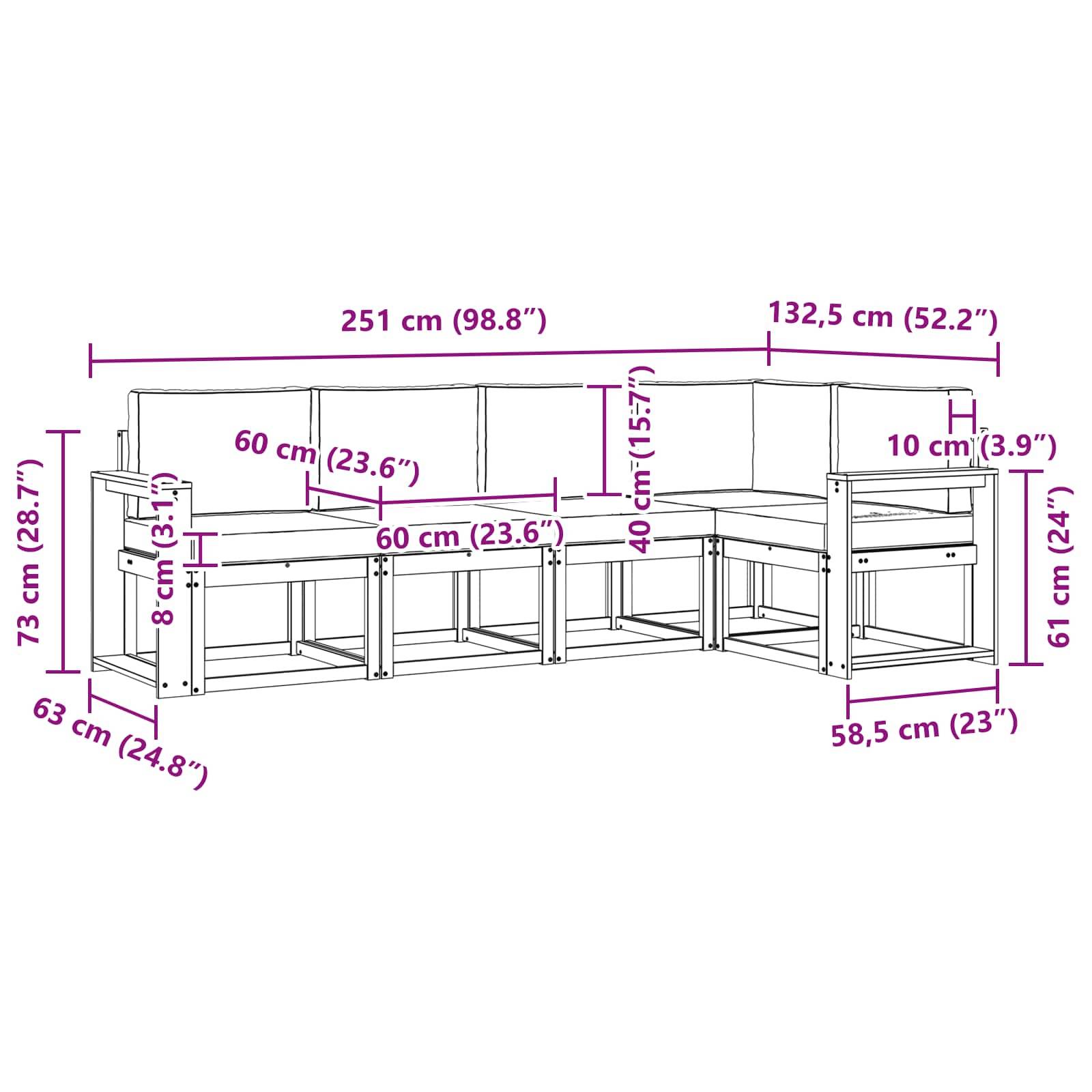 vidaXL Outdoor-Sofagarnitur mit Kissen 5 pcs Weiß und Anthrazit