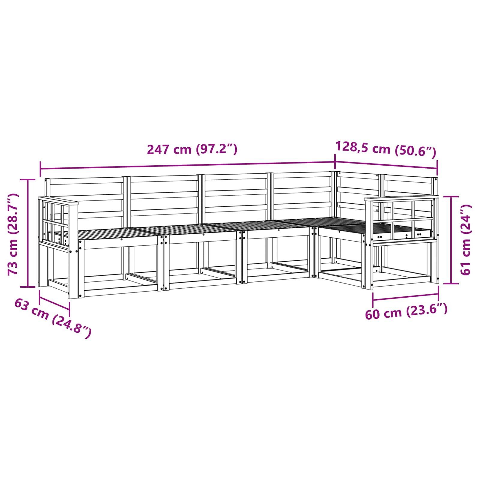 vidaXL Outdoor-Sofagarnitur 5 pcs Weiß Massivholz Akazie