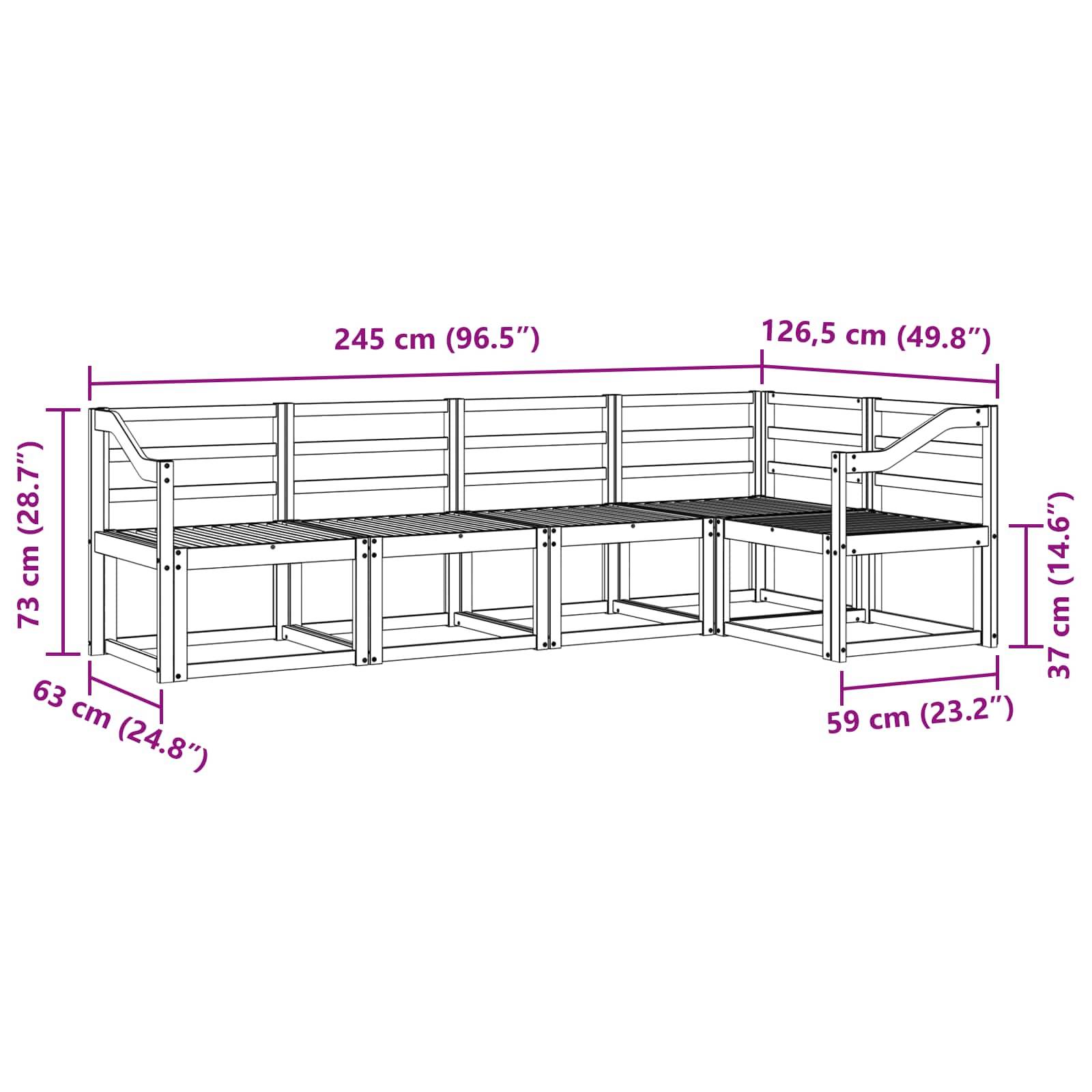 vidaXL Outdoor-Sofagarnitur 5 pcs Weiß Massivholz Akazie