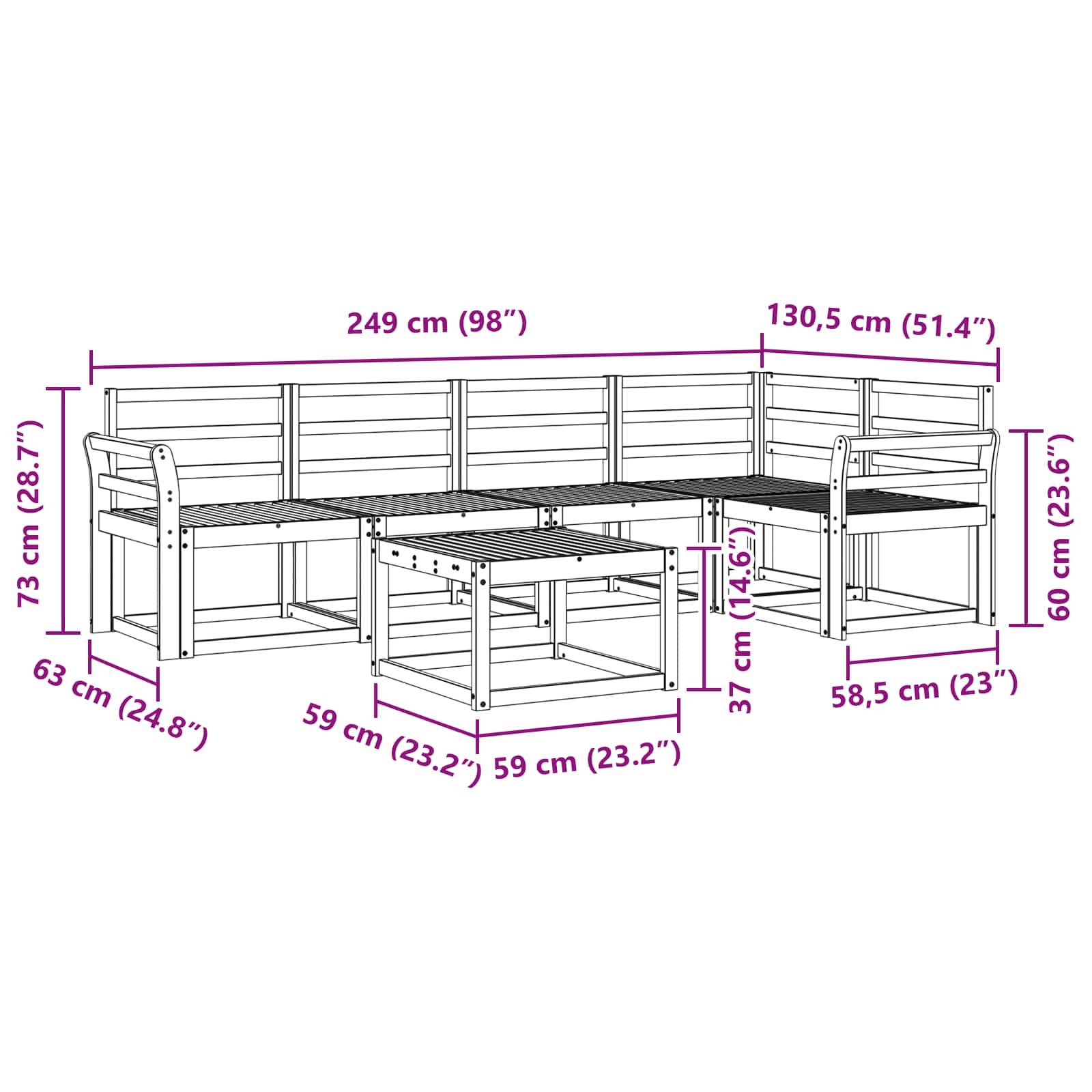 vidaXL Outdoor-Sofagarnitur 6 pcs Weiß Massivholz Akazie