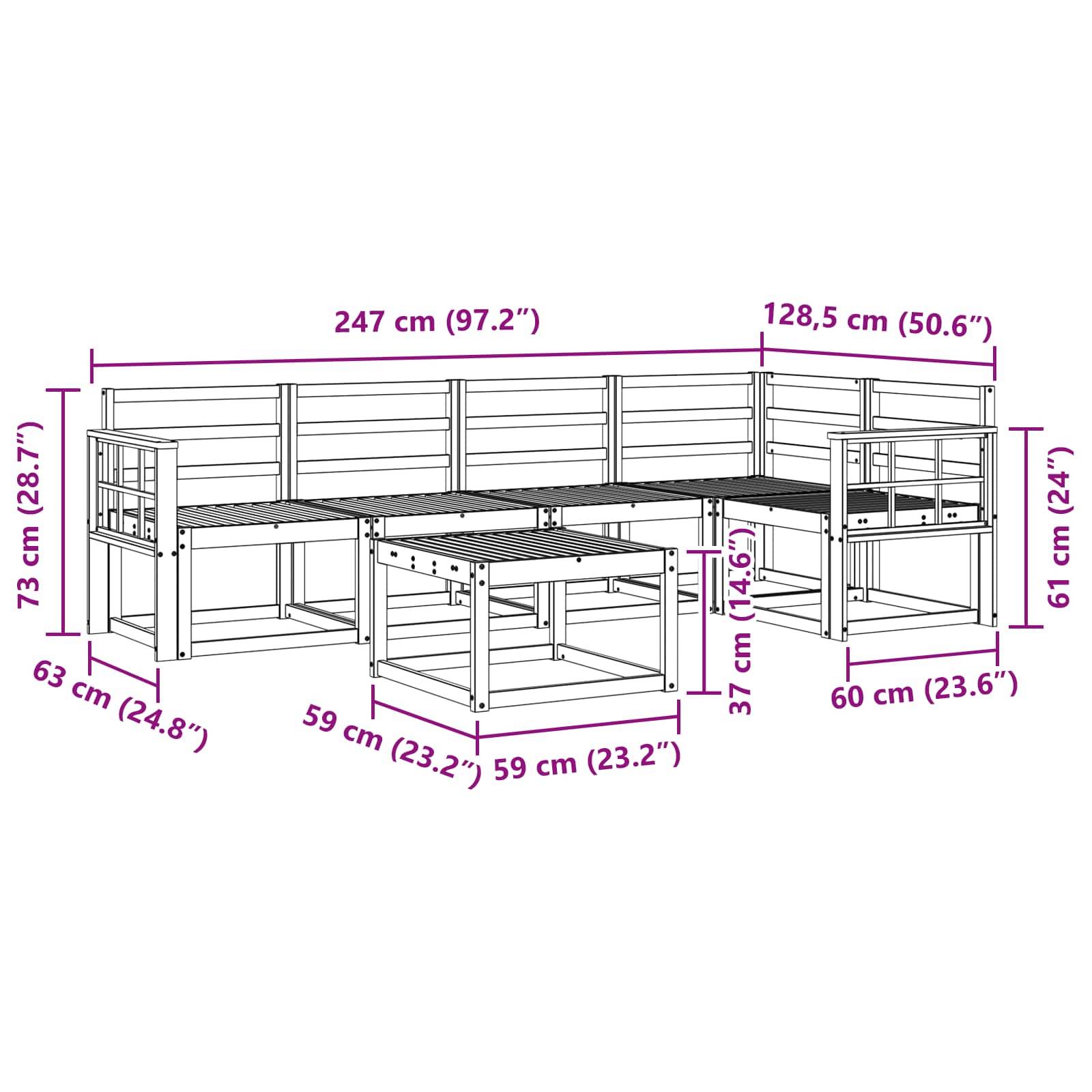 vidaXL Outdoor-Sofagarnitur 6 pcs Weiß Massivholz Akazie