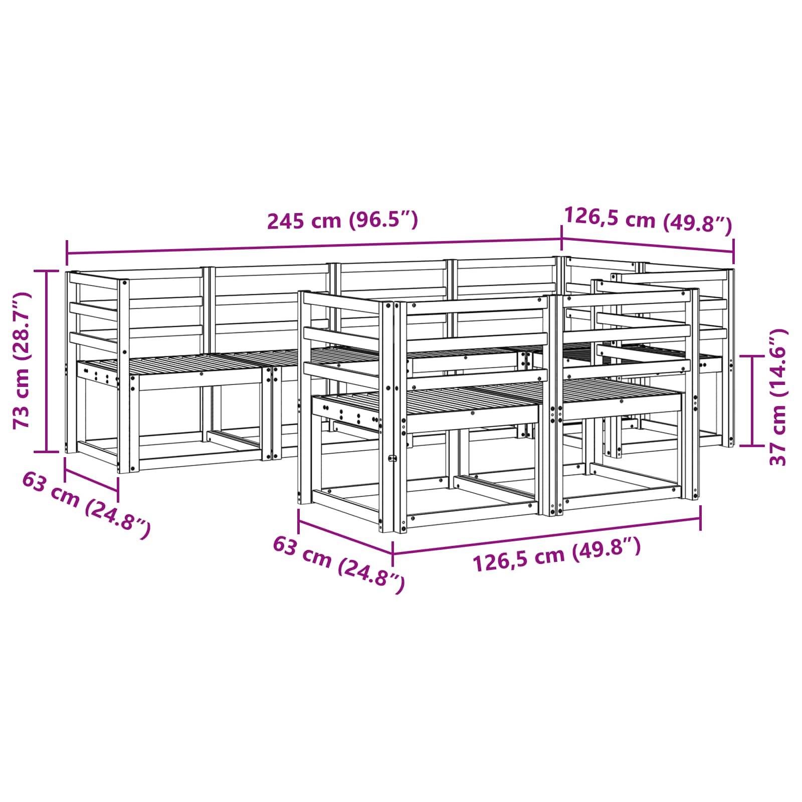 vidaXL Outdoor-Sofagarnitur 7 pcs Weiß Massivholz Akazie