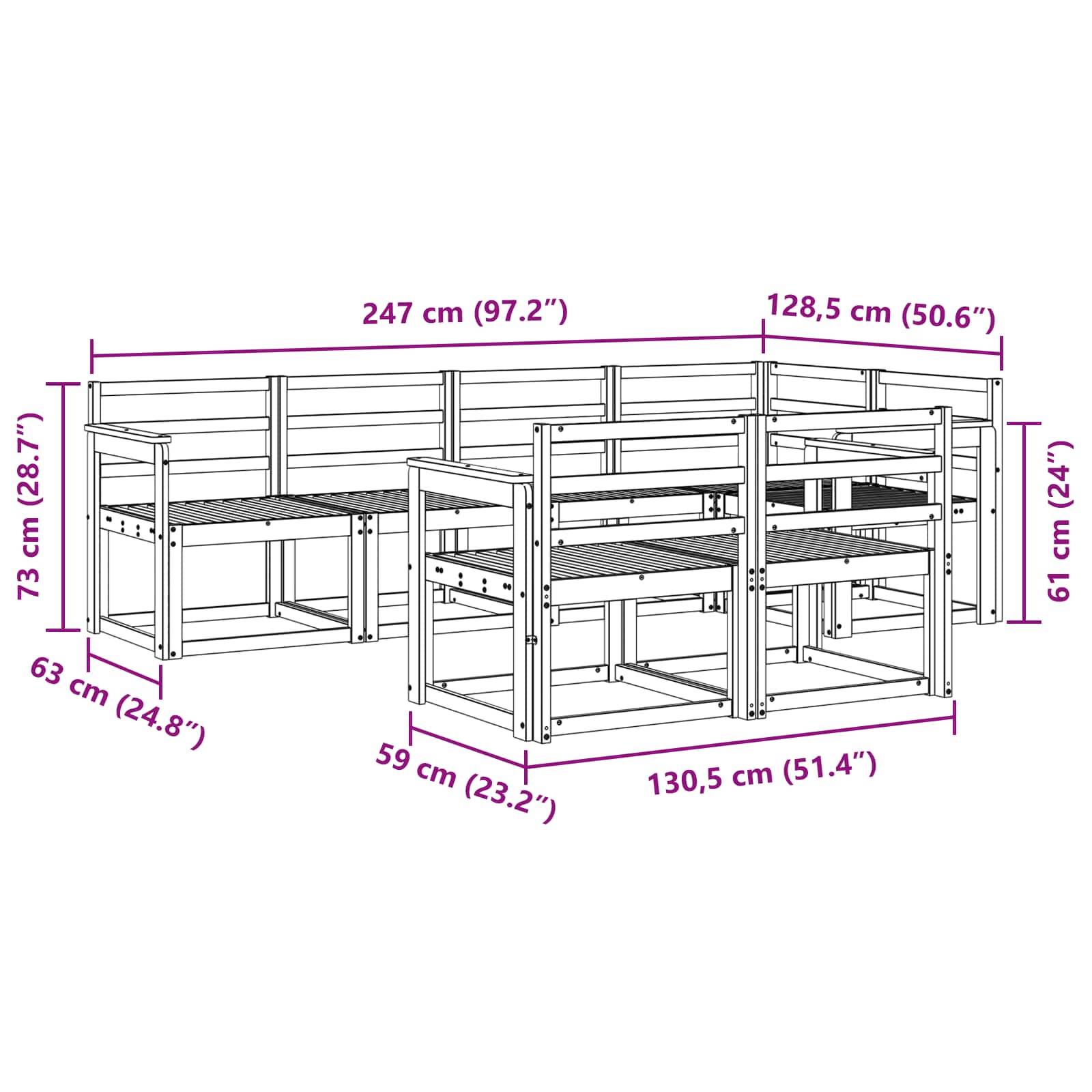 vidaXL Outdoor-Sofagarnitur 7 pcs Weiß Massivholz Akazie