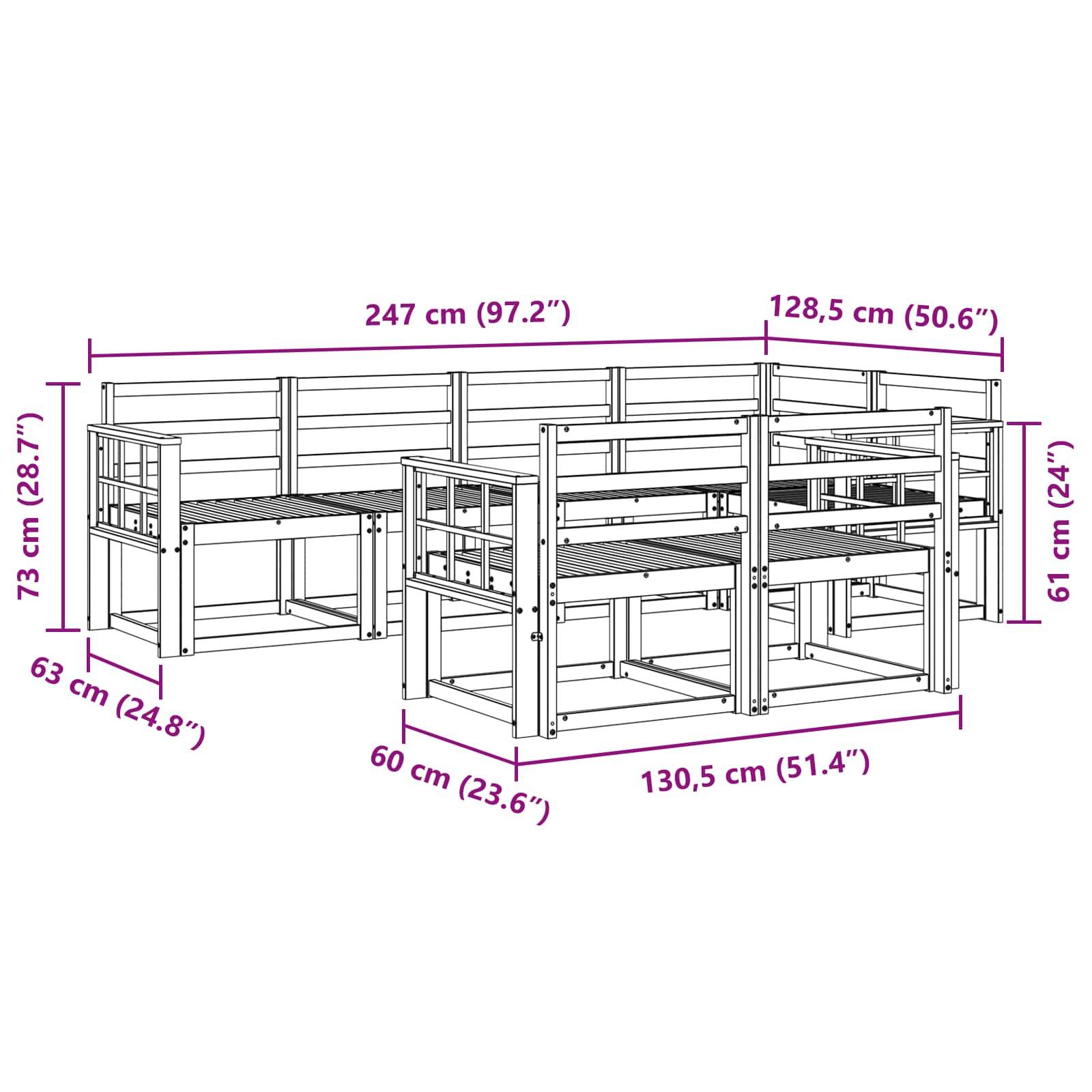 vidaXL Outdoor-Sofagarnitur 7 pcs Weiß Massivholz Akazie