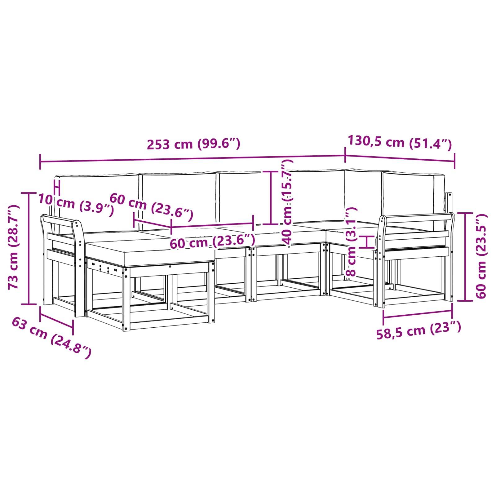 vidaXL Outdoor-Sofagarnitur mit Kissen 6 pcs Weiß und Creme Polyester