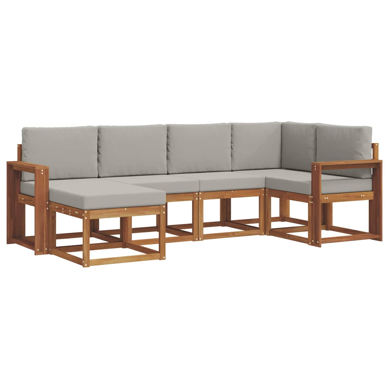 vidaXL Outdoor-Sofagarnitur mit Kissen 6 pcs Natürlich und Hellgrau