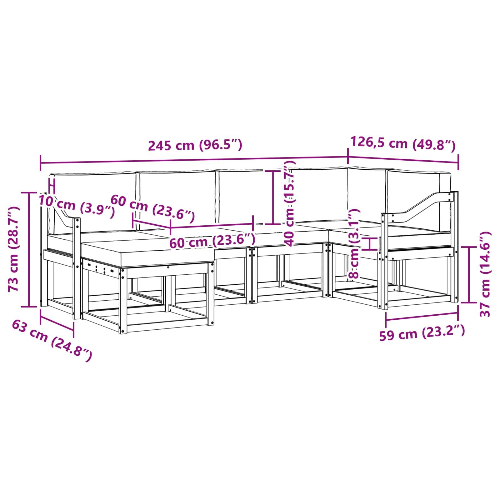 vidaXL Outdoor-Sofagarnitur 6 pcs Weiß und Anthrazit Polyester