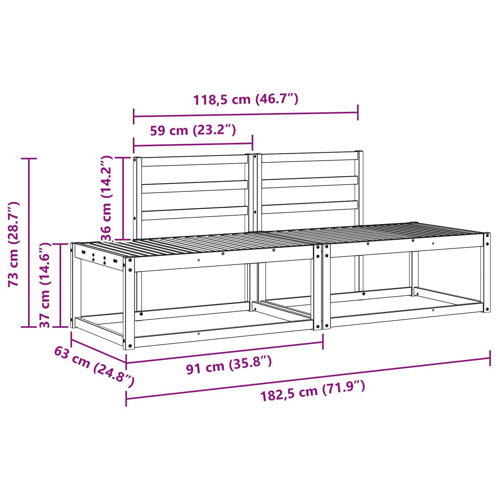 vidaXL Outdoor-Sofagarnitur 2 pcs Weiß 182,5 x 63 x 73 cm