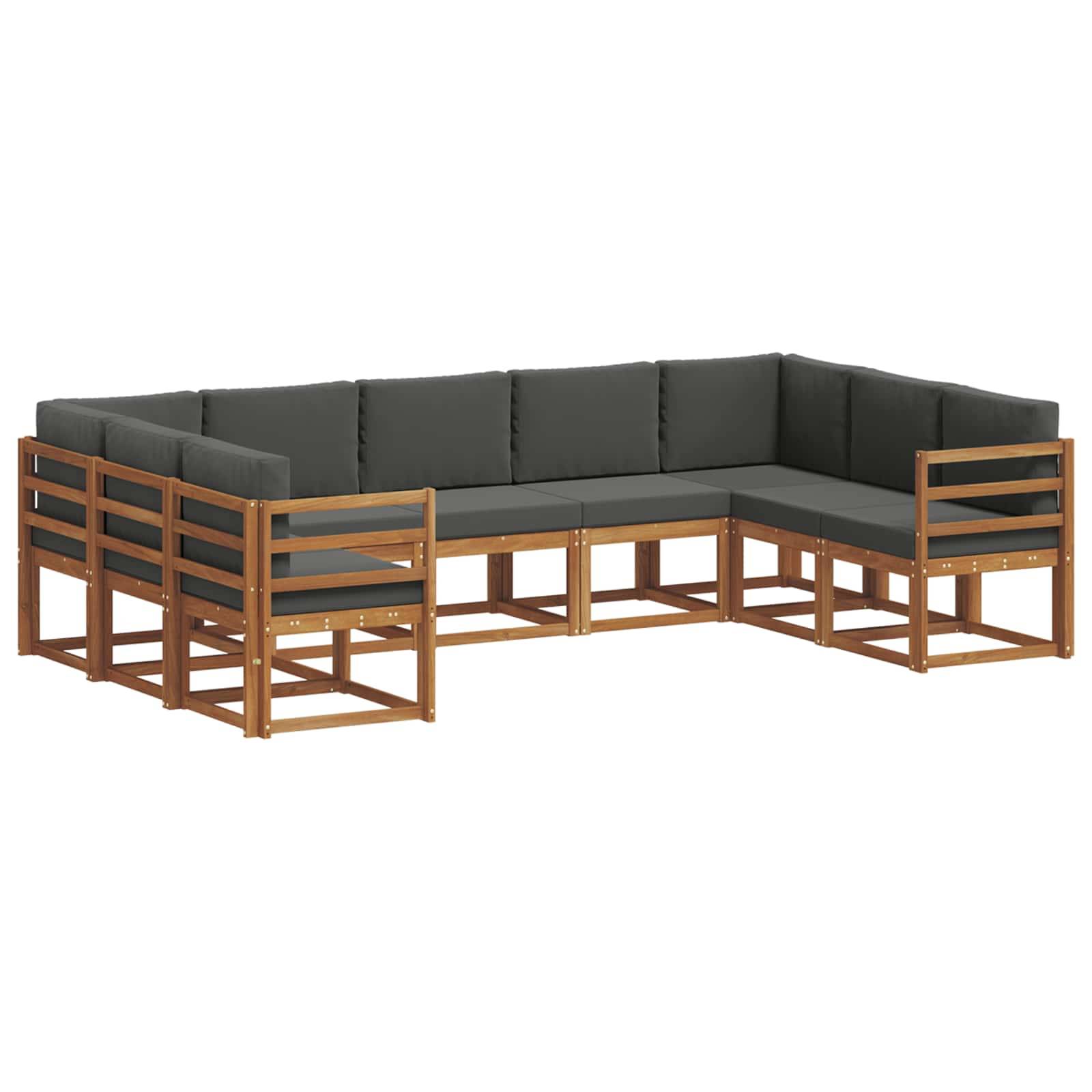 vidaXL Outdoor-Sofagarnitur mit Kissen 9 pcs Natur und Anthrazit