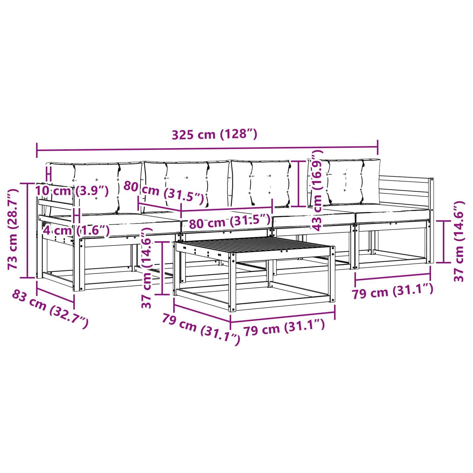 vidaXL Outdoor-Sofagarnitur mit Kissen 4 pcs Weiß und Anthrazit