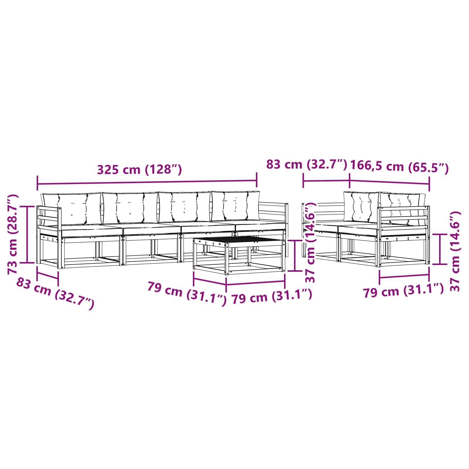 vidaXL Outdoor-Sofagarnitur mit Kissen 6 pcs Weiß und Hellgrau
