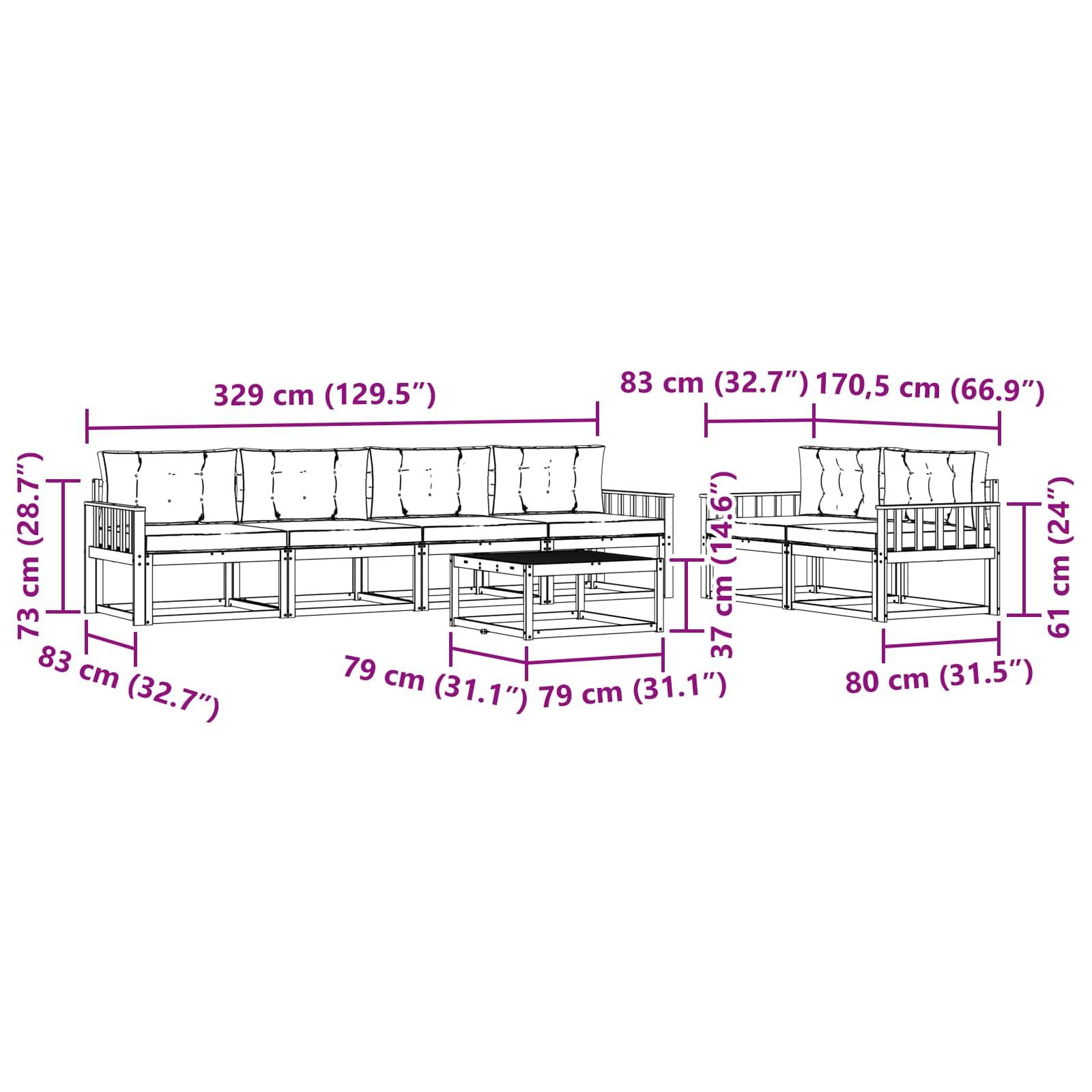 vidaXL Outdoor-Sofagarnitur mit Kissen 6 pcs Weiß und Hellgrau