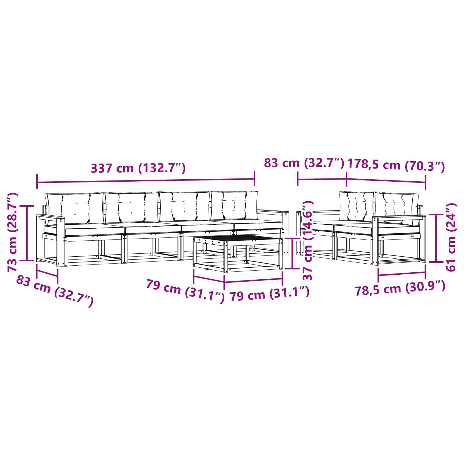 vidaXL Outdoor-Sofagarnitur mit Kissen 6 pcs Weiß und Anthrazit
