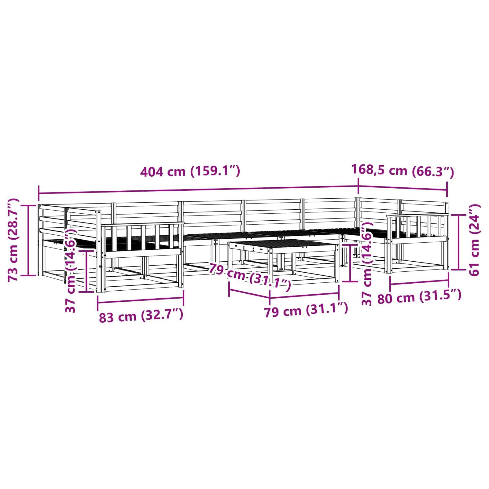 vidaXL Outdoor-Sofagarnitur 8 pcs Weiß