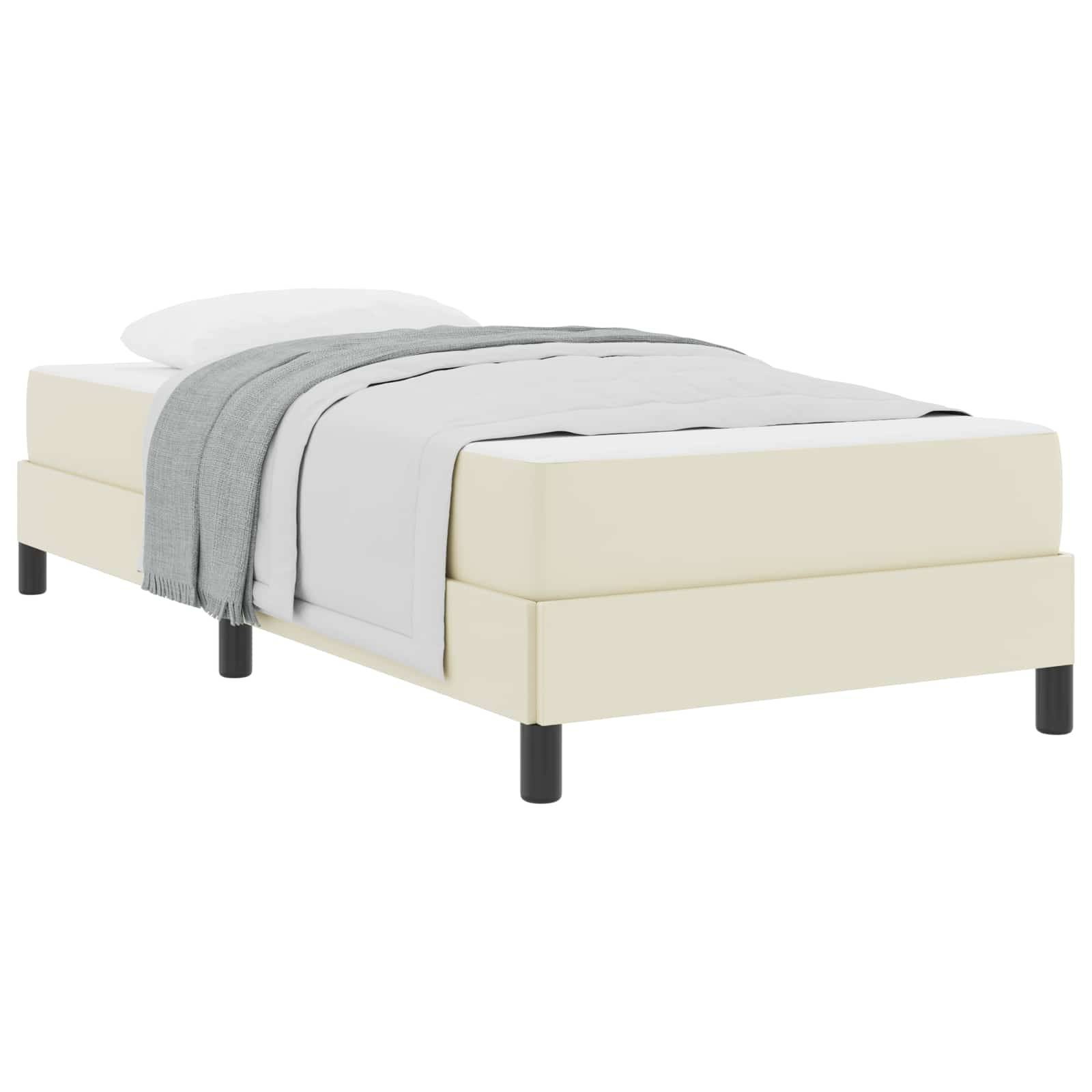 vidaXL Bettrahmen mit Matratze Creme 90 x 200 cm Stoff