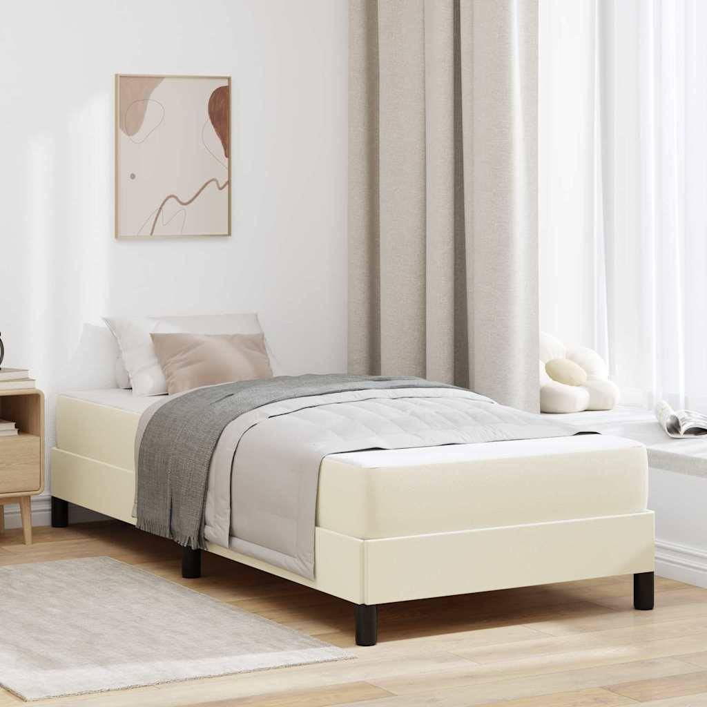 vidaXL Bettrahmen mit Matratze Creme 90 x 200 cm Stoff