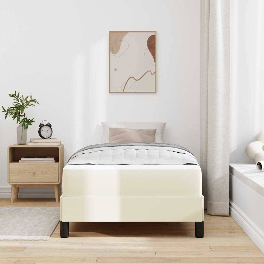 vidaXL Bettrahmen mit Matratze Creme 90 x 200 cm Stoff