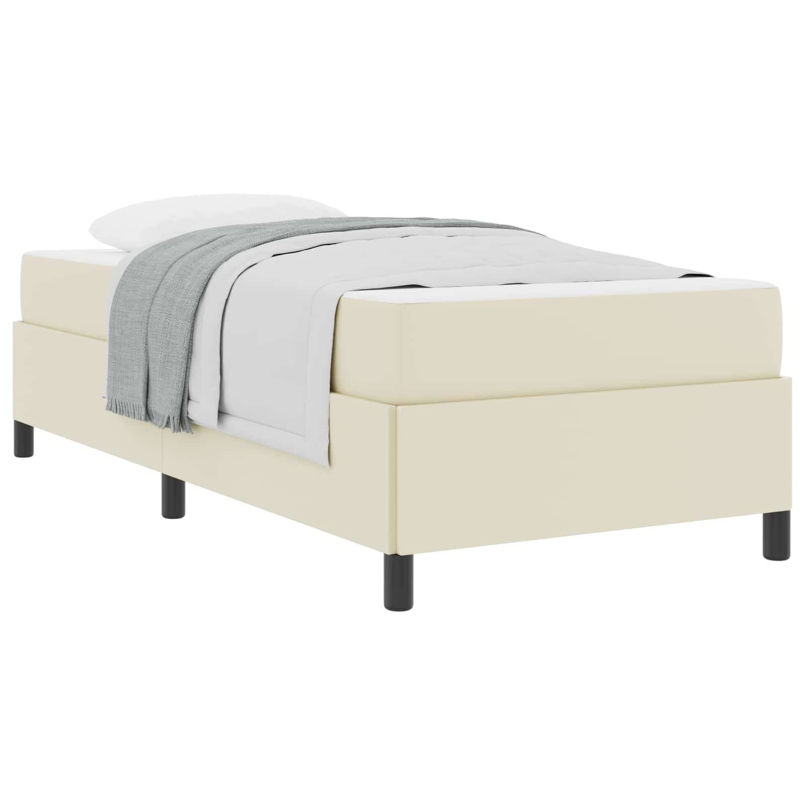vidaXL Bettrahmen mit Matratze Creme 90 x 200 cm Stoff