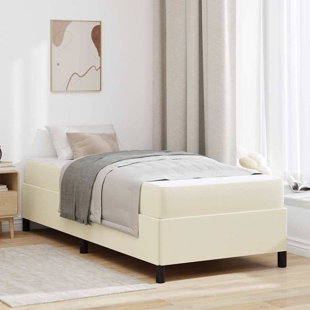 vidaXL Bettrahmen mit Matratze Creme 90 x 200 cm Stoff