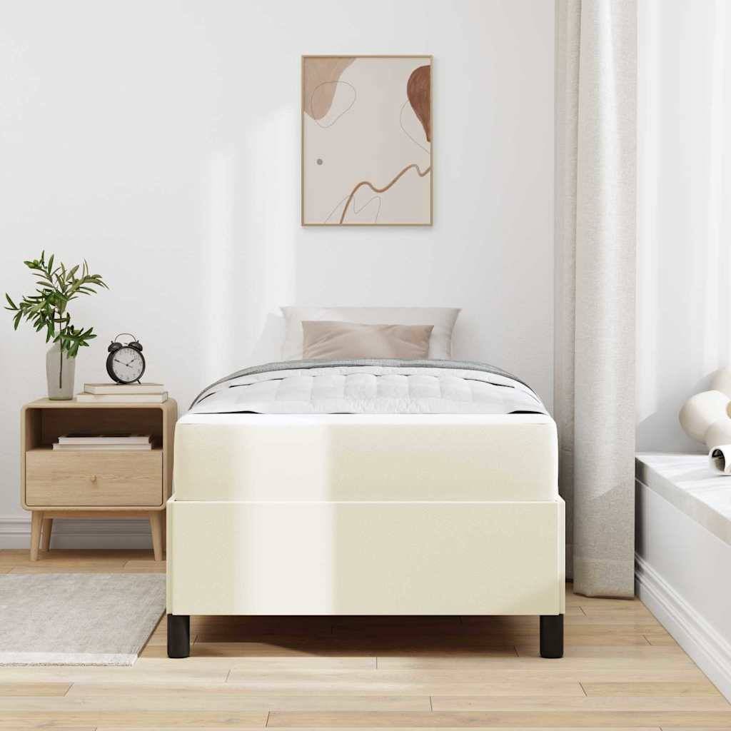 vidaXL Bettrahmen mit Matratze Creme 90 x 200 cm Stoff