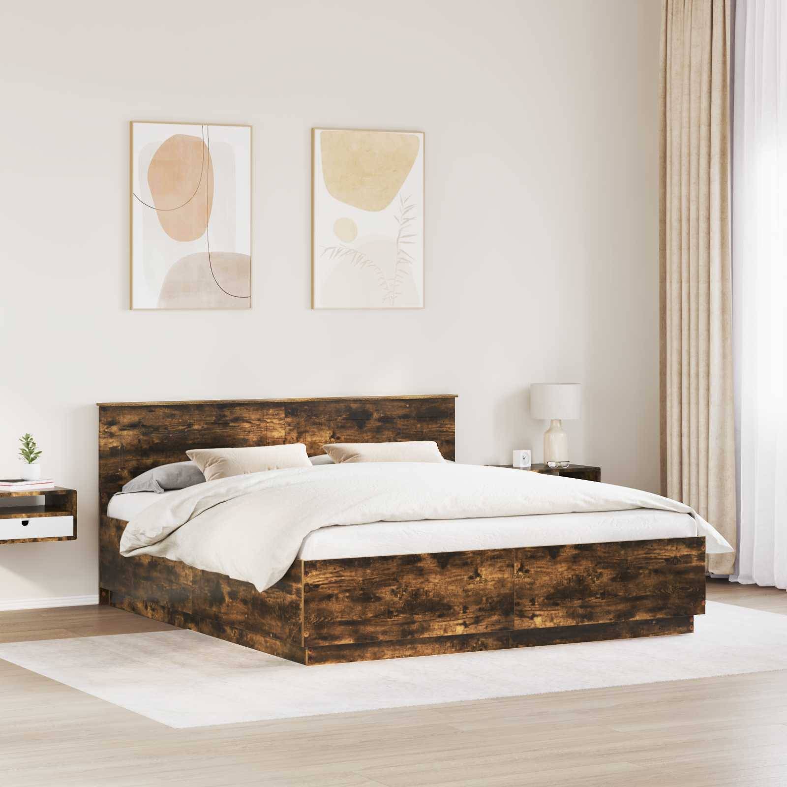 vidaXL Bettrahmen Geräucherte Eiche 180 x 200 cm Holzwerkstoff