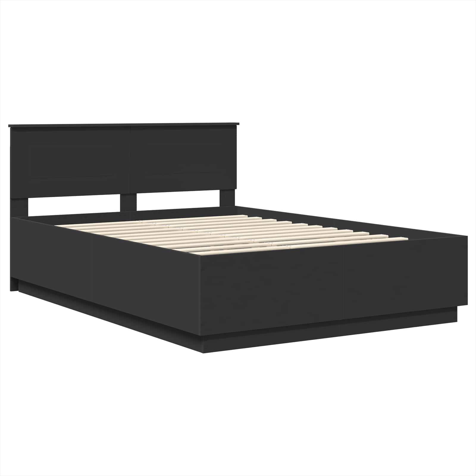 vidaXL Bettrahmen mit Kopfteil Schwarz 150 x 200 cm Holzwerkstoff