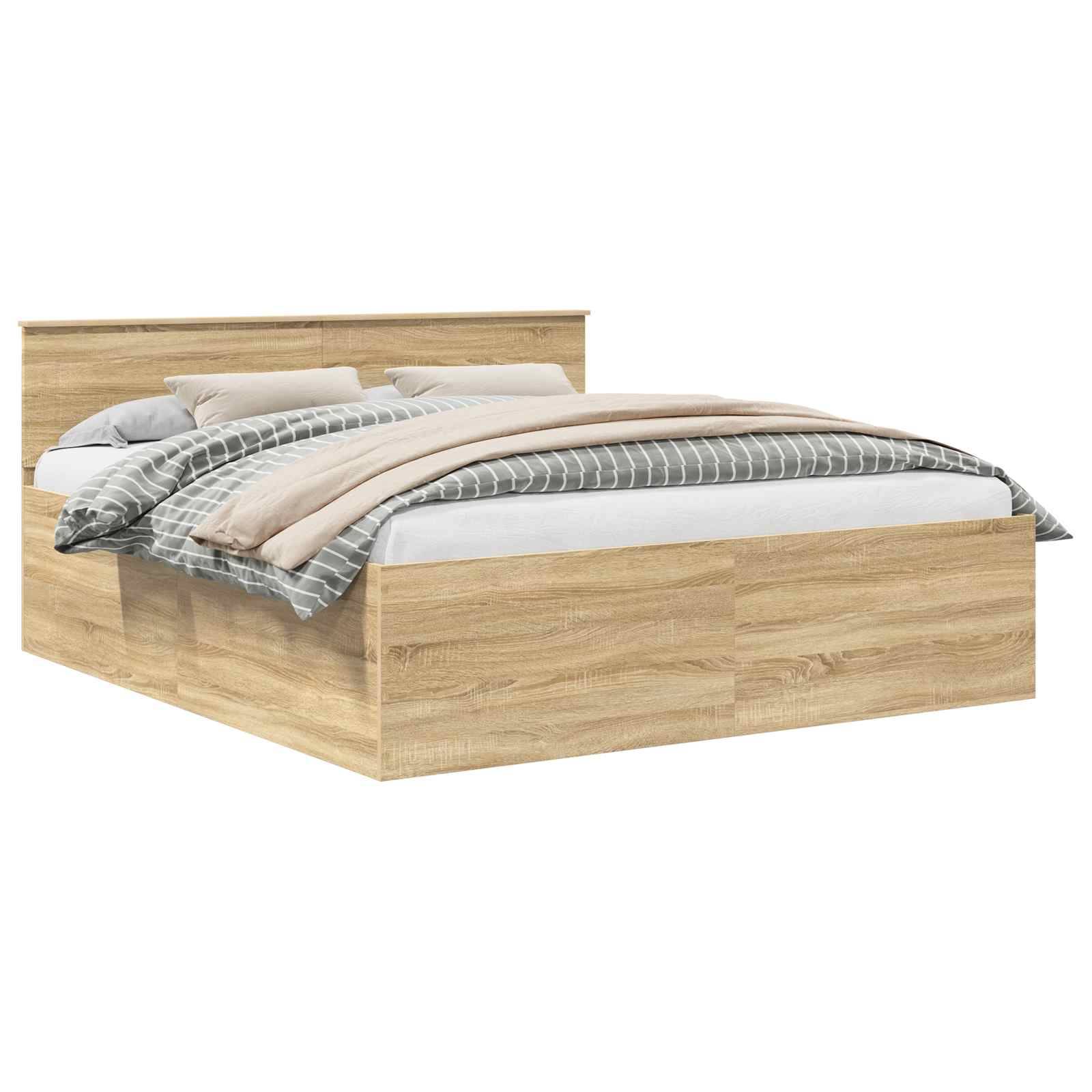 vidaXL Bettrahmen mit Kopfteil Sonoma-Eiche 200 x 200 cm Holzwerkstoff