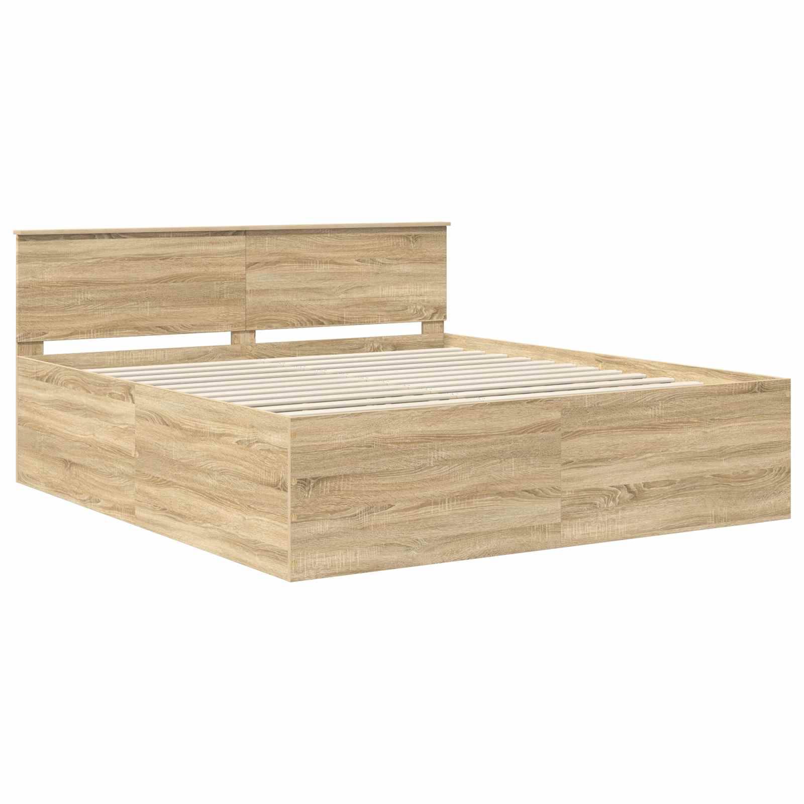 vidaXL Bettrahmen mit Kopfteil Sonoma-Eiche 200 x 200 cm Holzwerkstoff