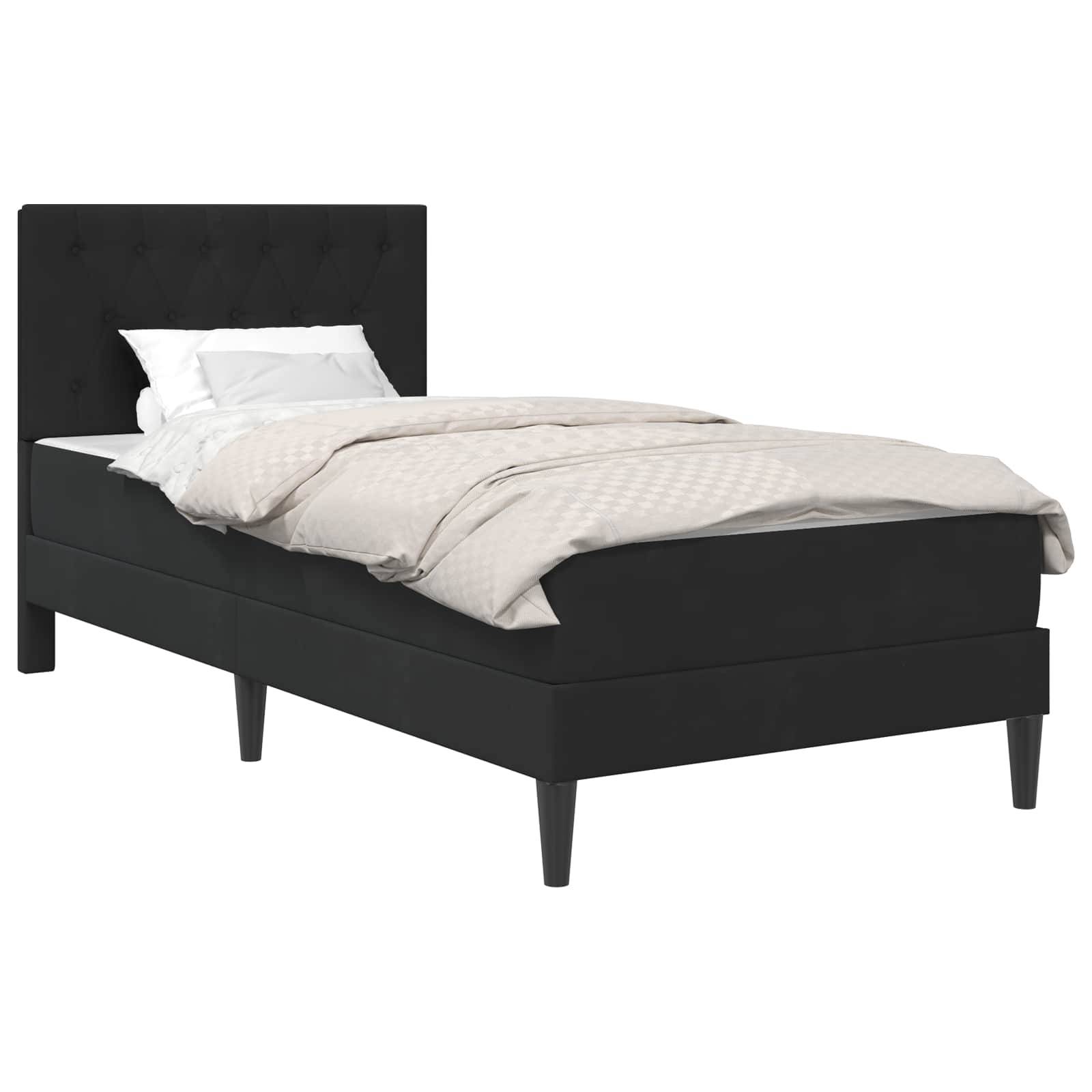 vidaXL Bettgestell mit Matratze mit Kopfteil Schwarz 90 x 200 cm Samt
