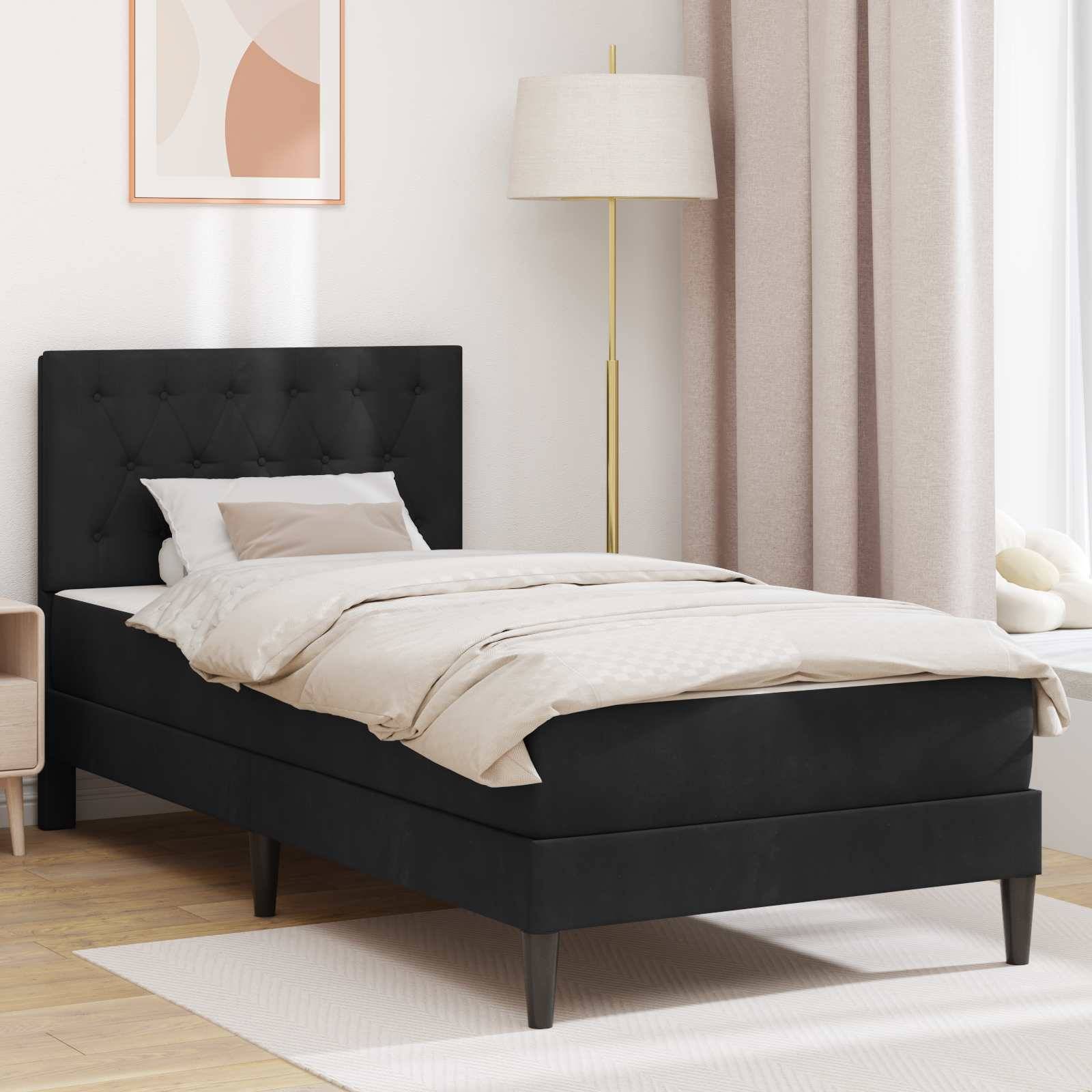 vidaXL Bettgestell mit Matratze mit Kopfteil Schwarz 90 x 200 cm Samt