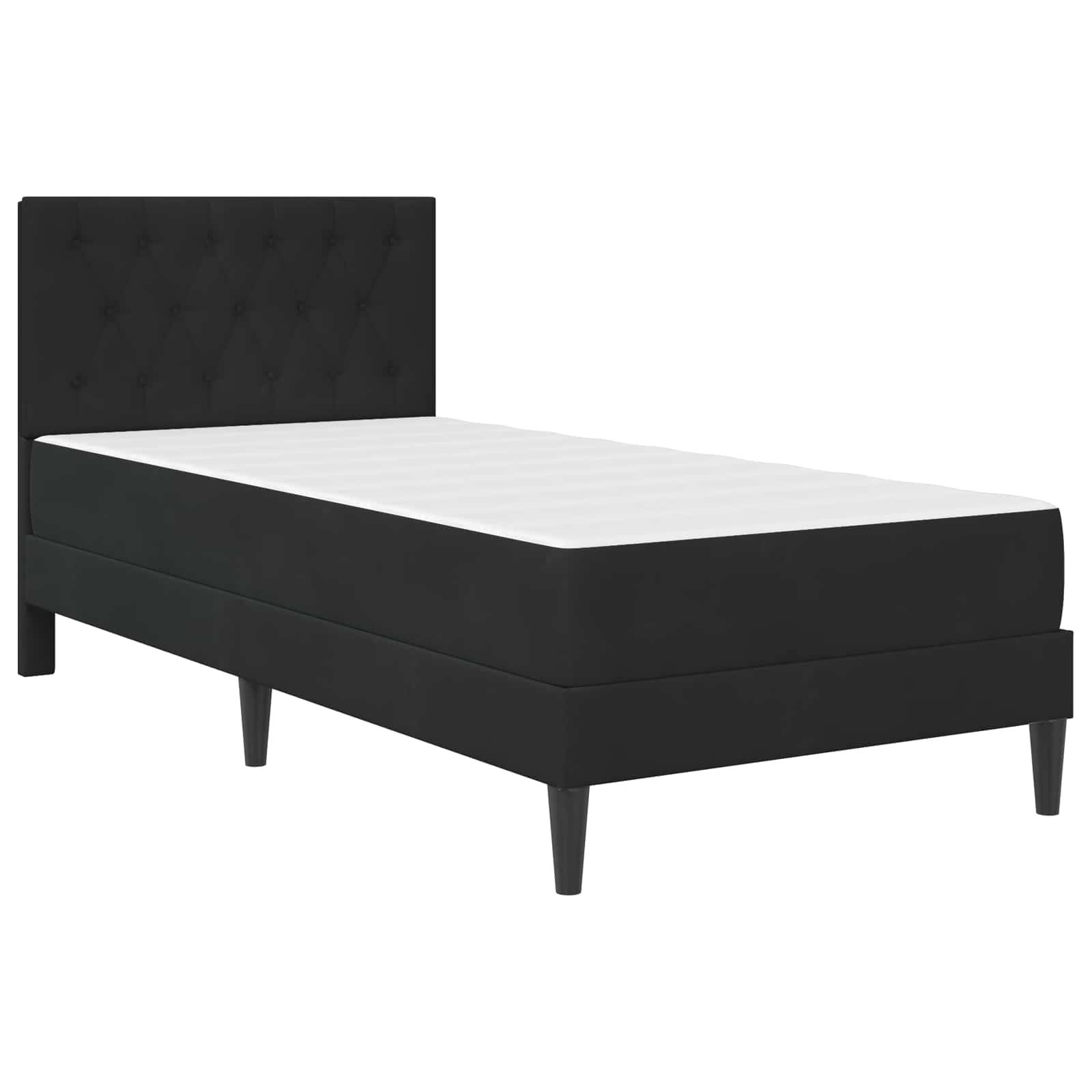 vidaXL Bettgestell mit Matratze mit Kopfteil Schwarz 90 x 200 cm Samt