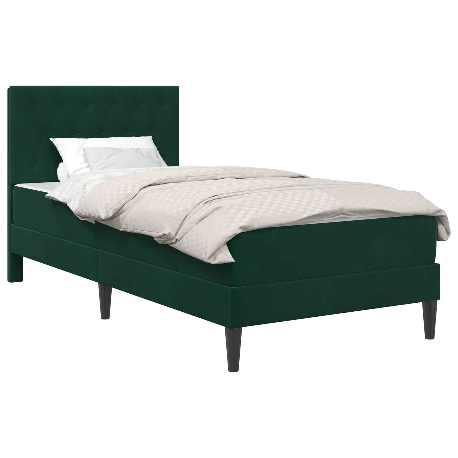 vidaXL Bettgestell mit Matratze Dunkelgrün 100 x 200 cm Samt