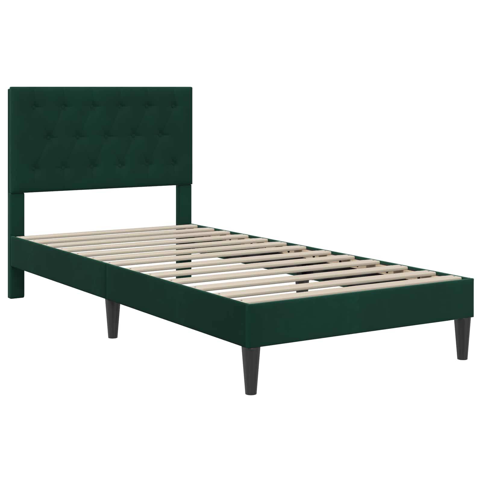 vidaXL Bettgestell mit Matratze Dunkelgrün 100 x 200 cm Samt