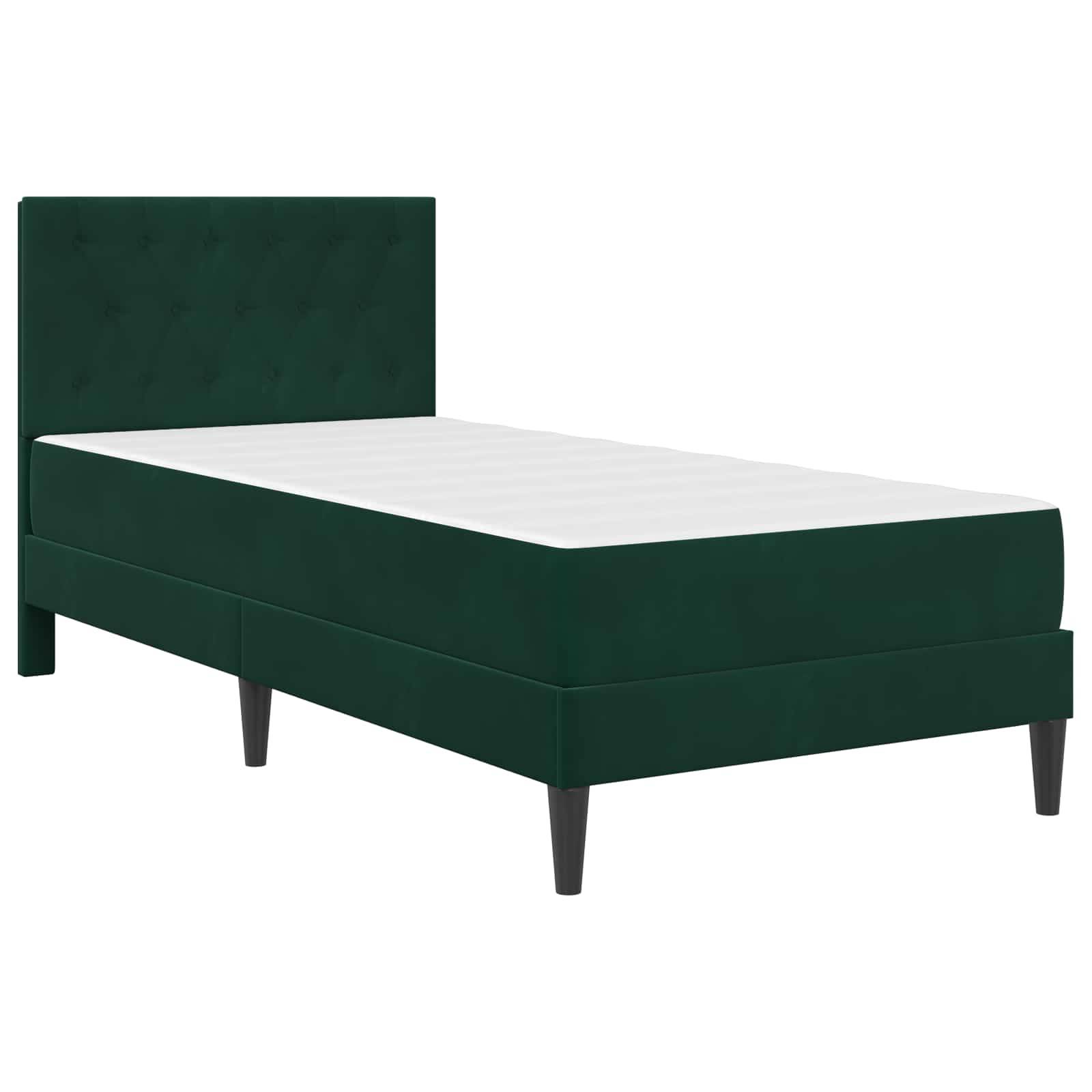 vidaXL Bettgestell mit Matratze Dunkelgrün 100 x 200 cm Samt